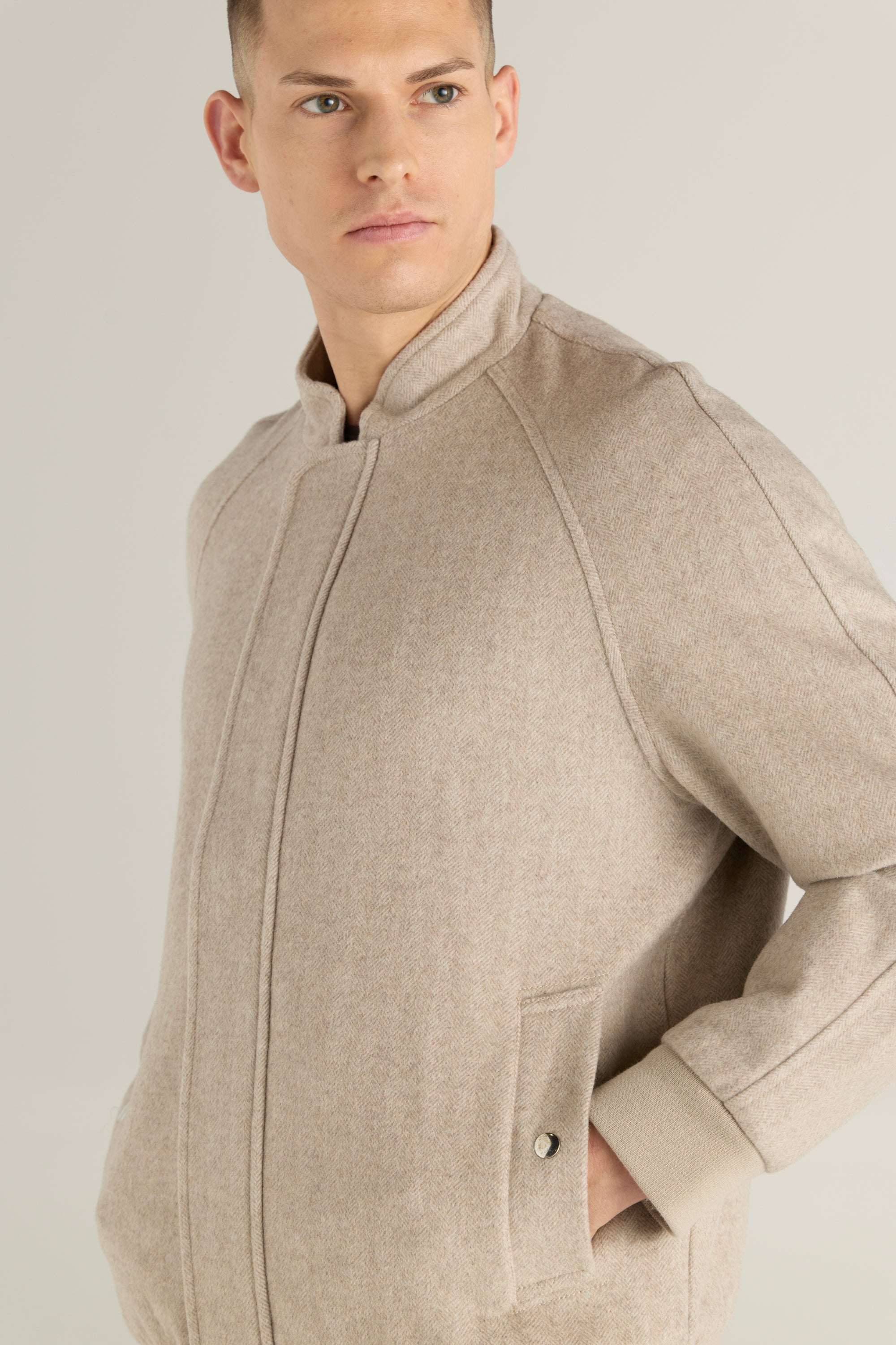 Men'S Herringbone Bomber Jacket