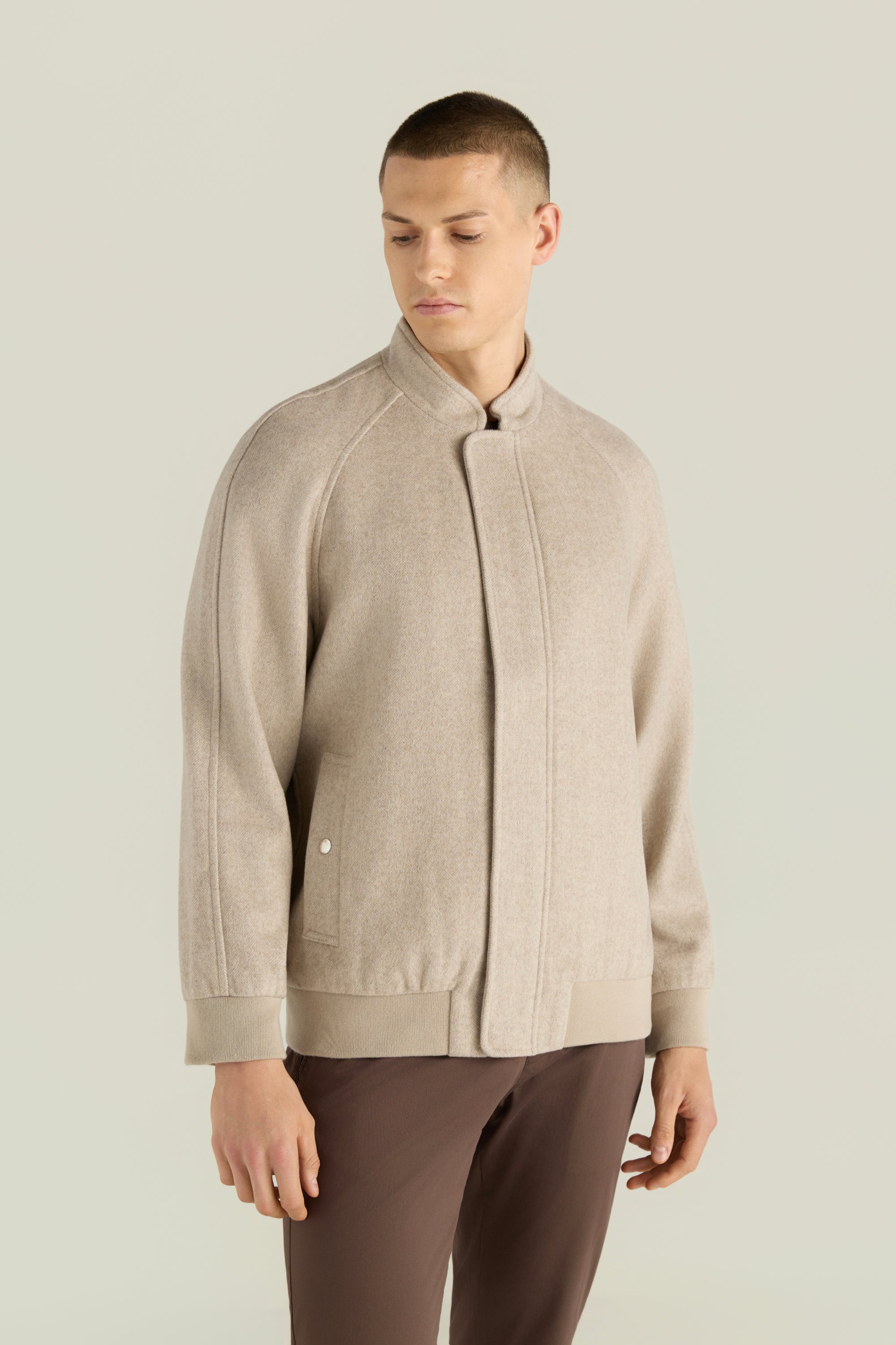 Men'S Herringbone Bomber Jacket