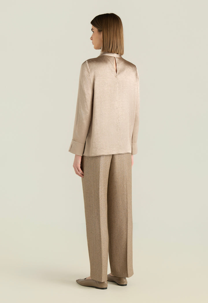 Satin Scarf-Neck Blouse