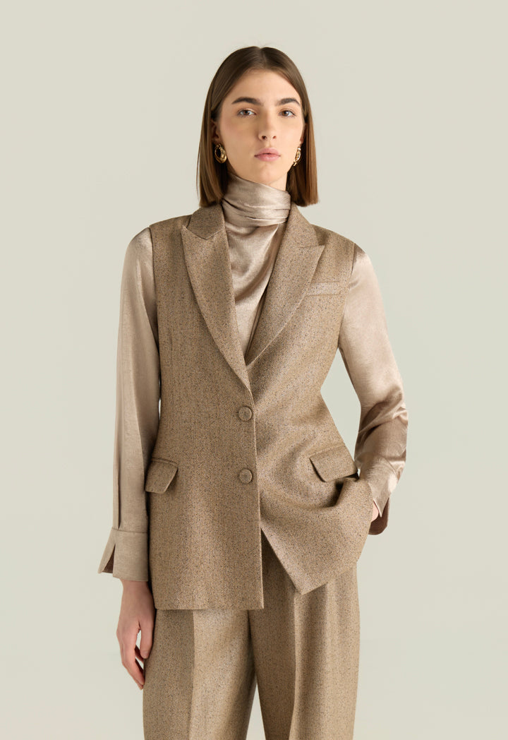 Notched Lapel Lurex Vest