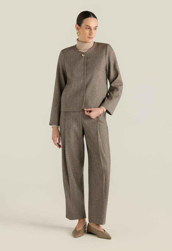 Round Neck Tweed Jacket