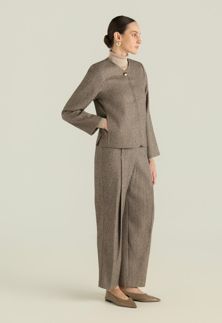 Round Neck Tweed Jacket