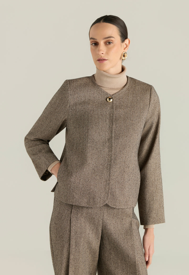 Round Neck Tweed Jacket