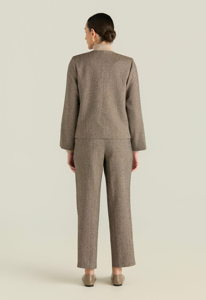 Round Neck Tweed Jacket