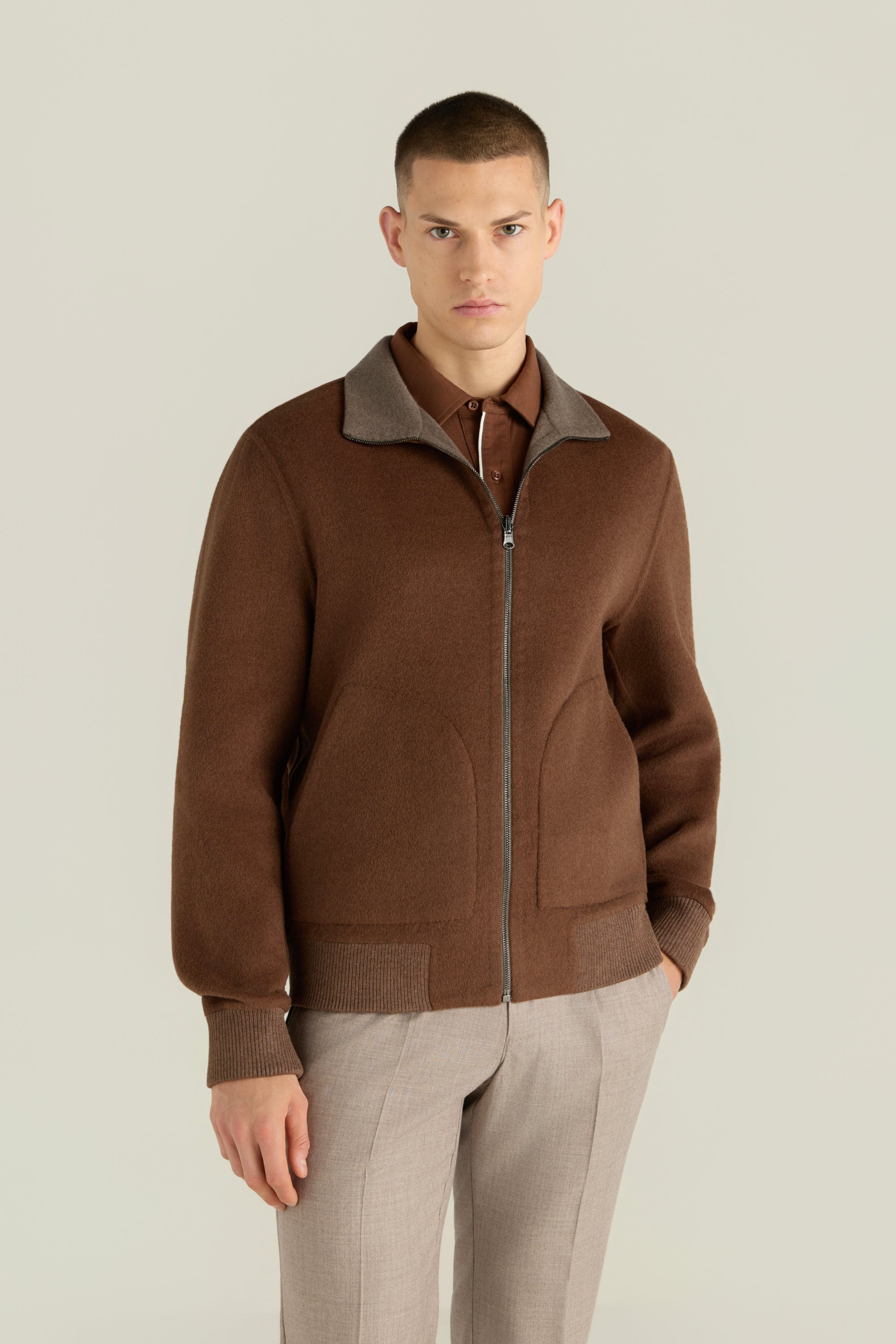 Men'S Textured Bomber Jacket