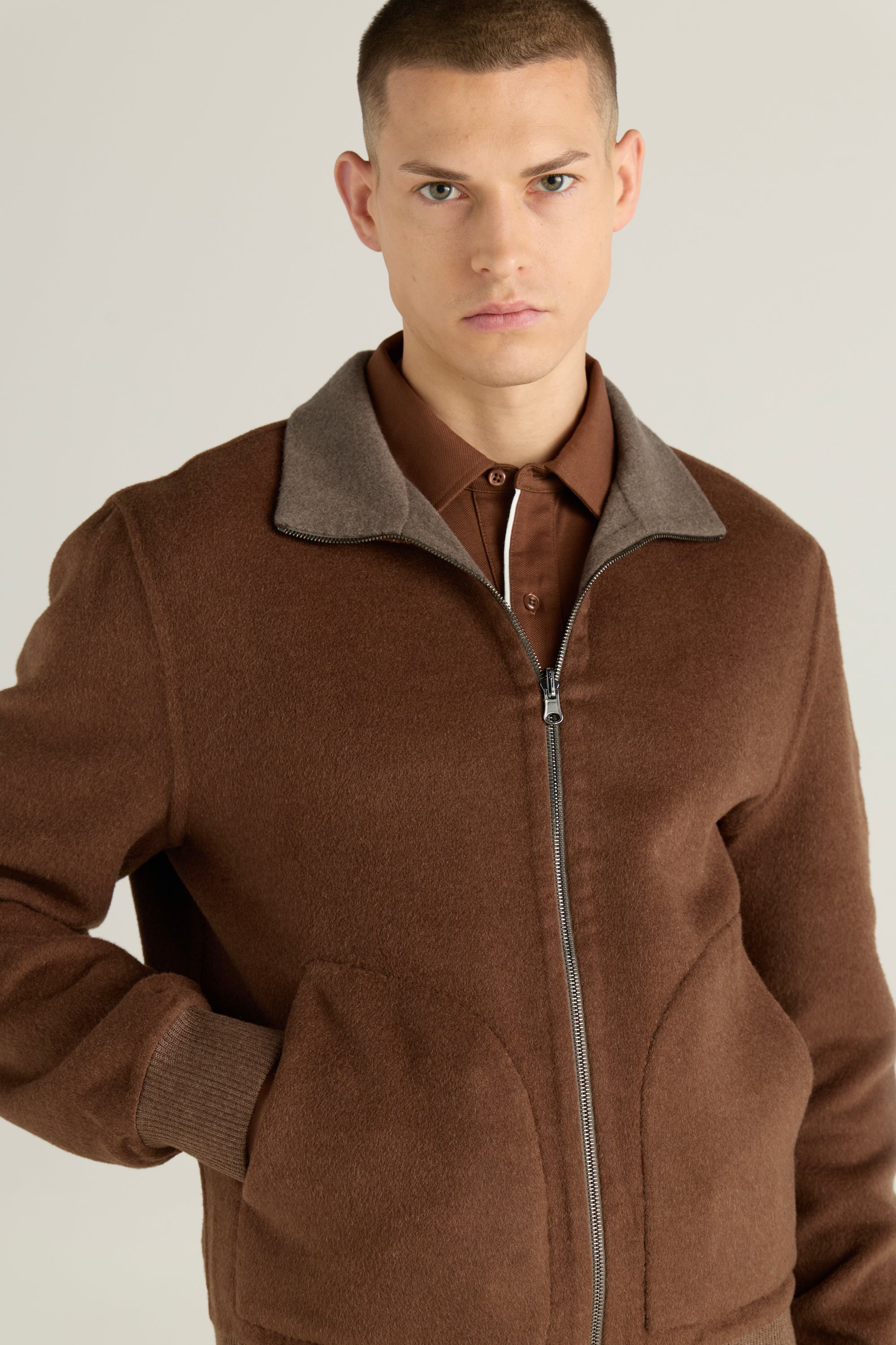 Men'S Textured Bomber Jacket