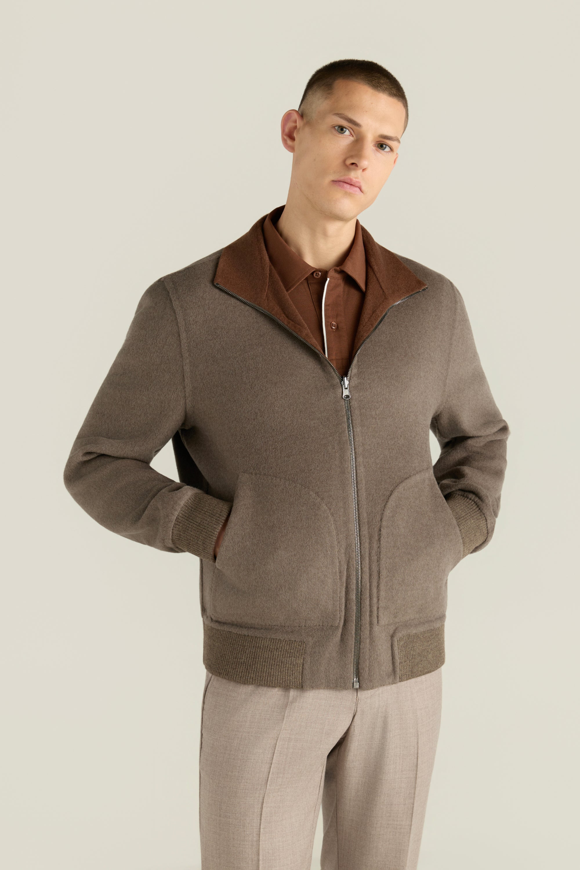 Men'S Textured Bomber Jacket