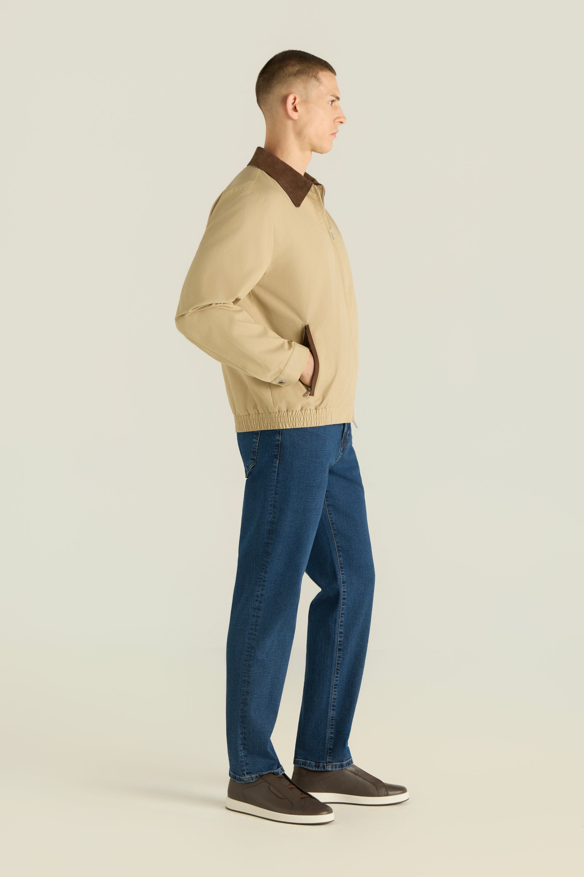 Men'S Contrast-Collar Bomber Jacket