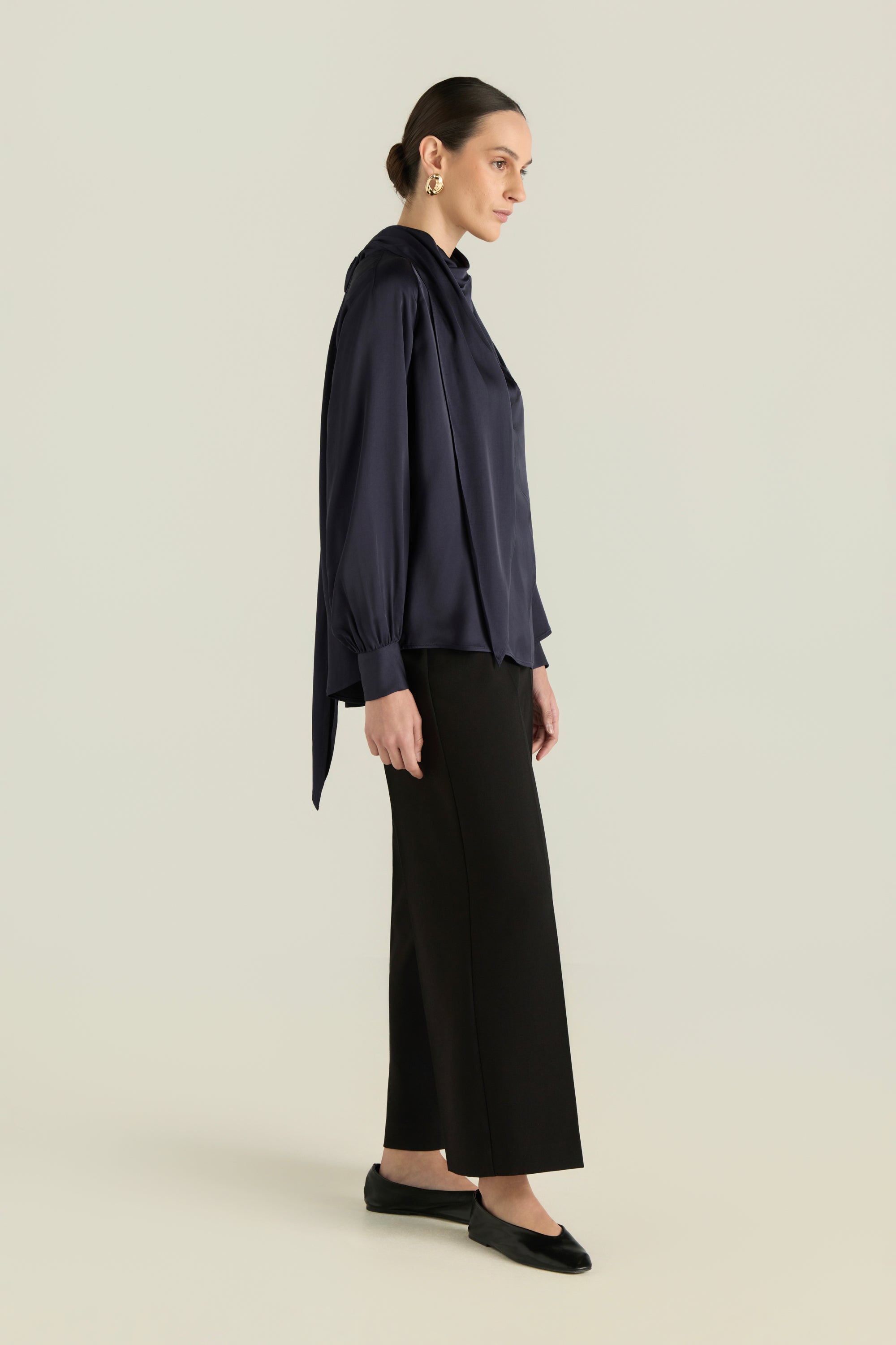 Satin Blouse With Front Tie