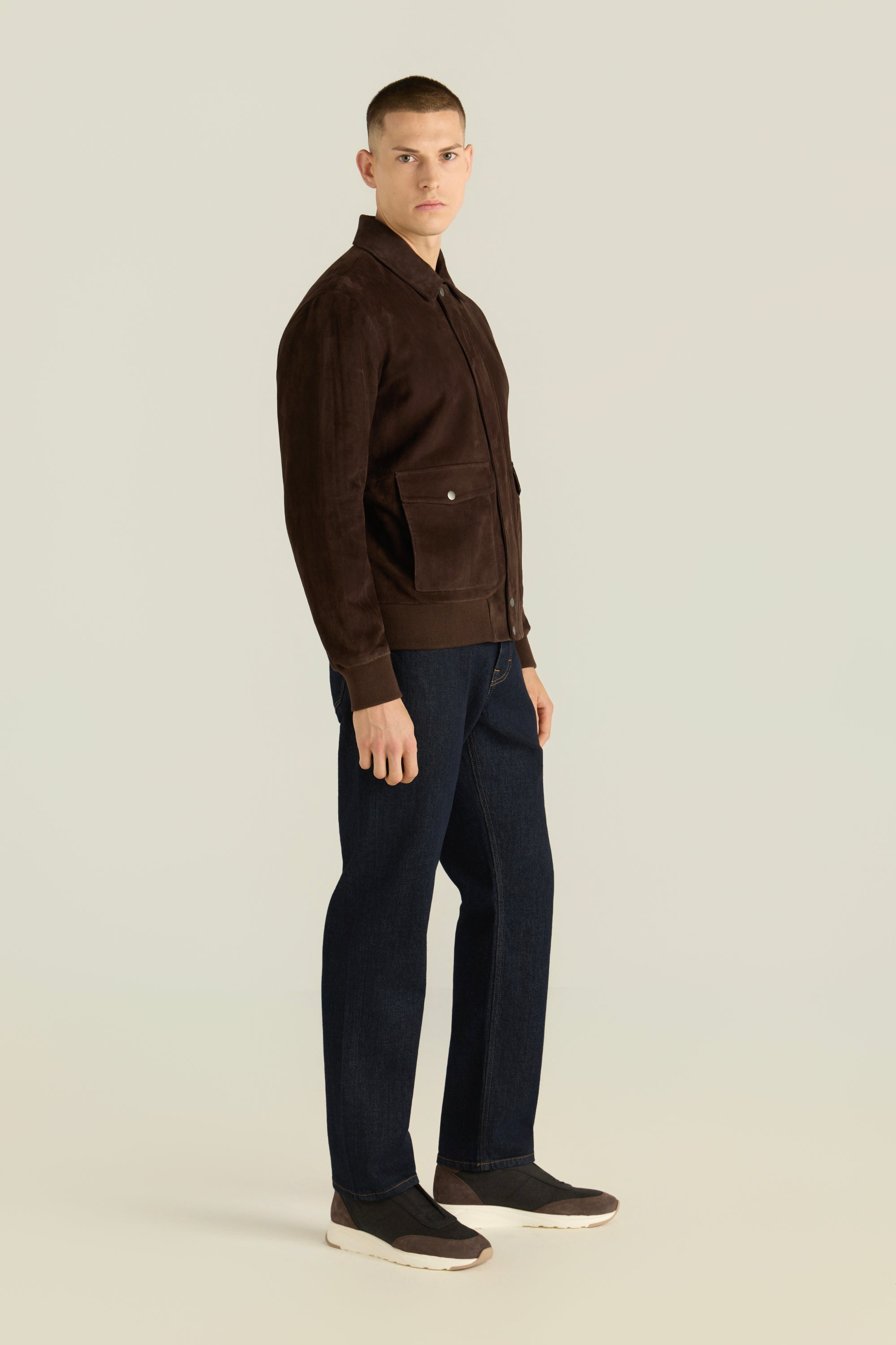 Men'S Suede Bomber Jacket