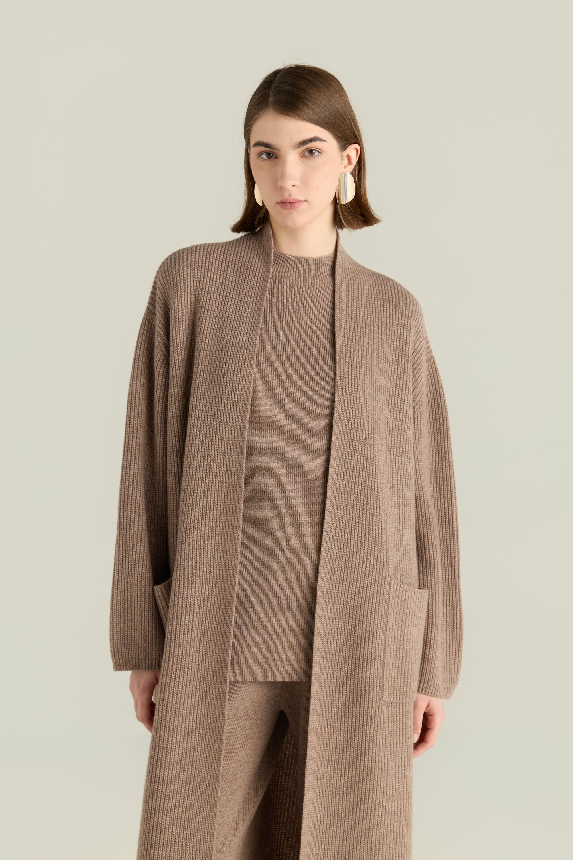 Long Ribbed Wool Cardigan