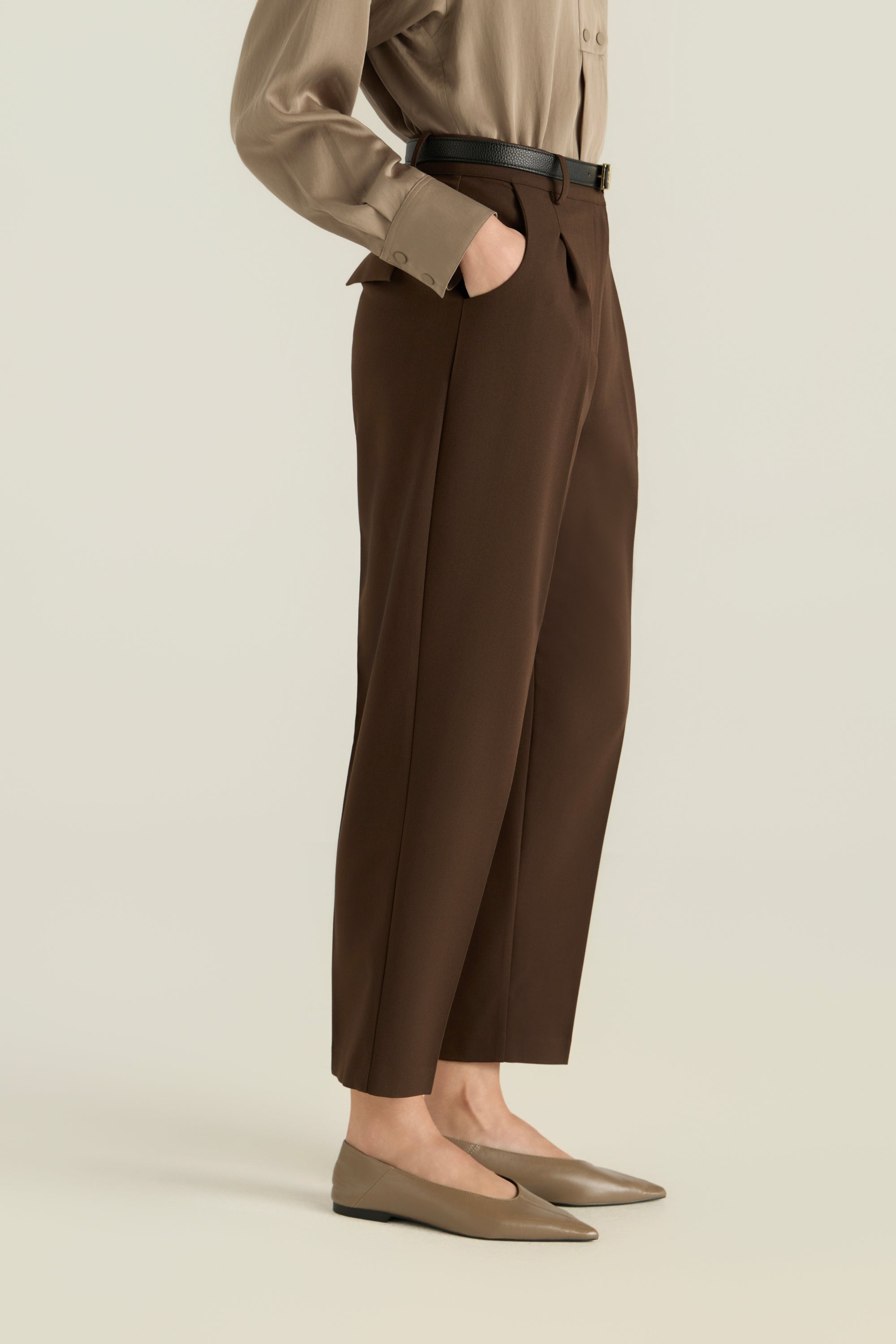 Belted High -Waist Trousers