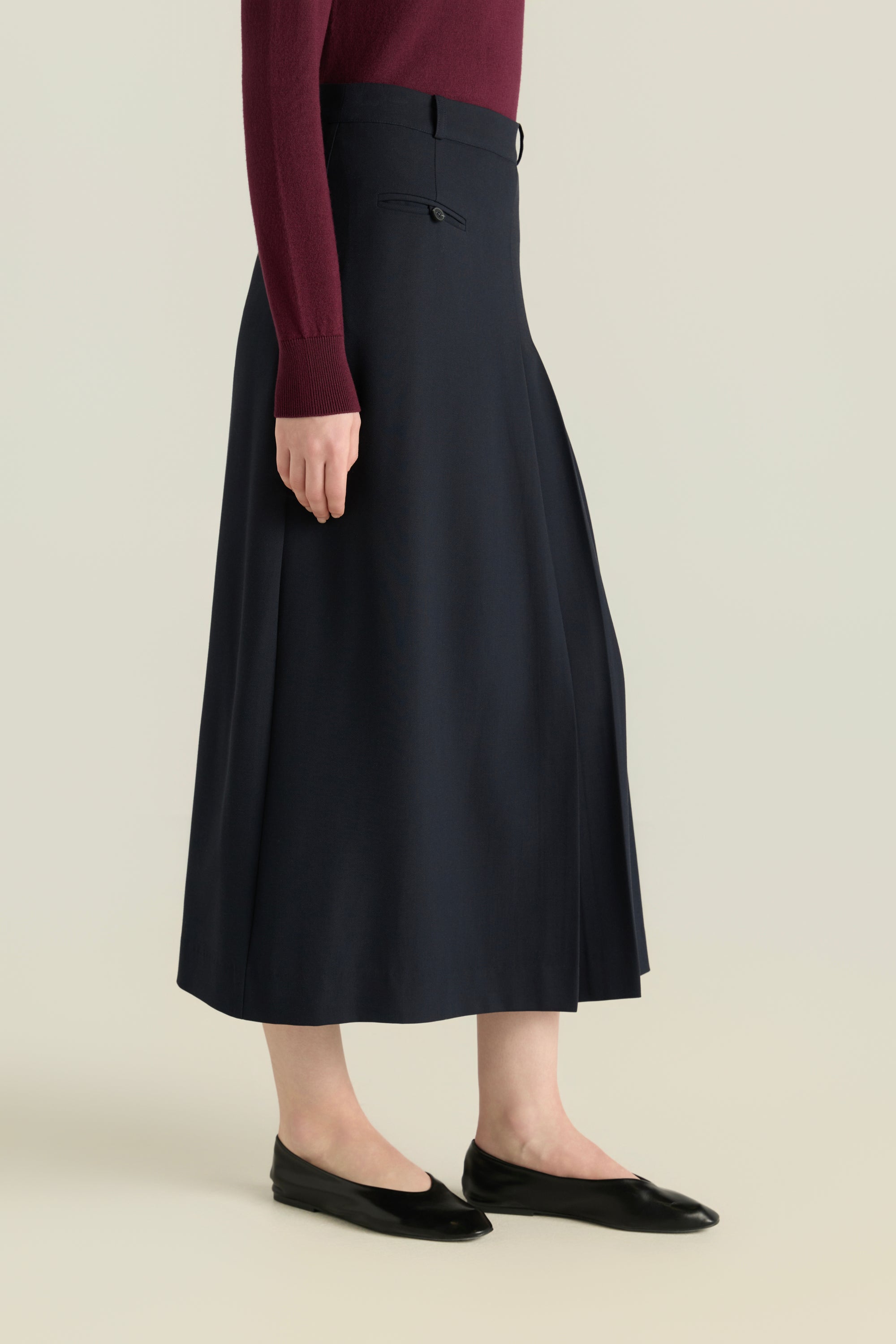 Straight Skirt With Side Pleats