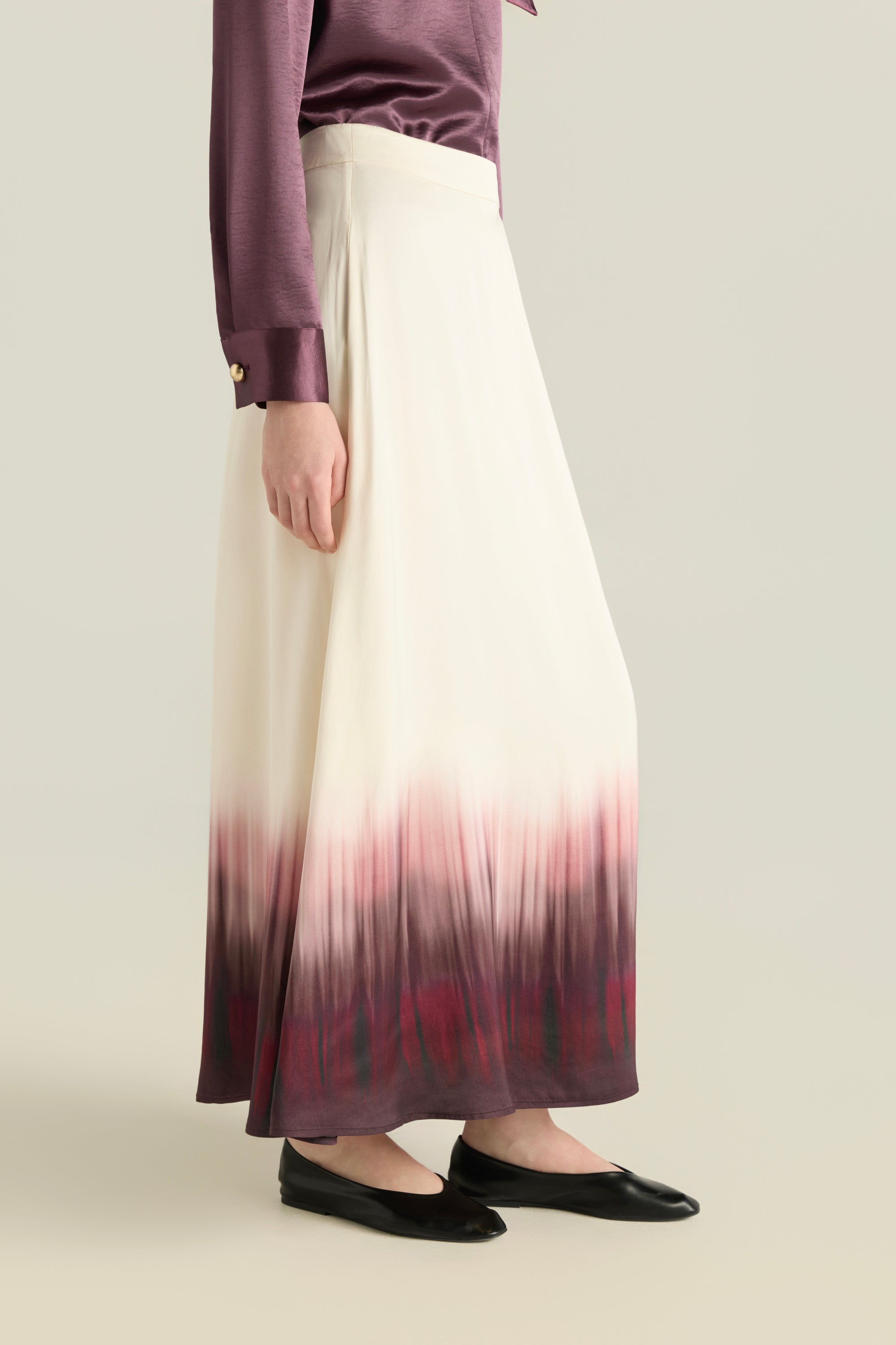 Ombre Satin Maxi Skirt