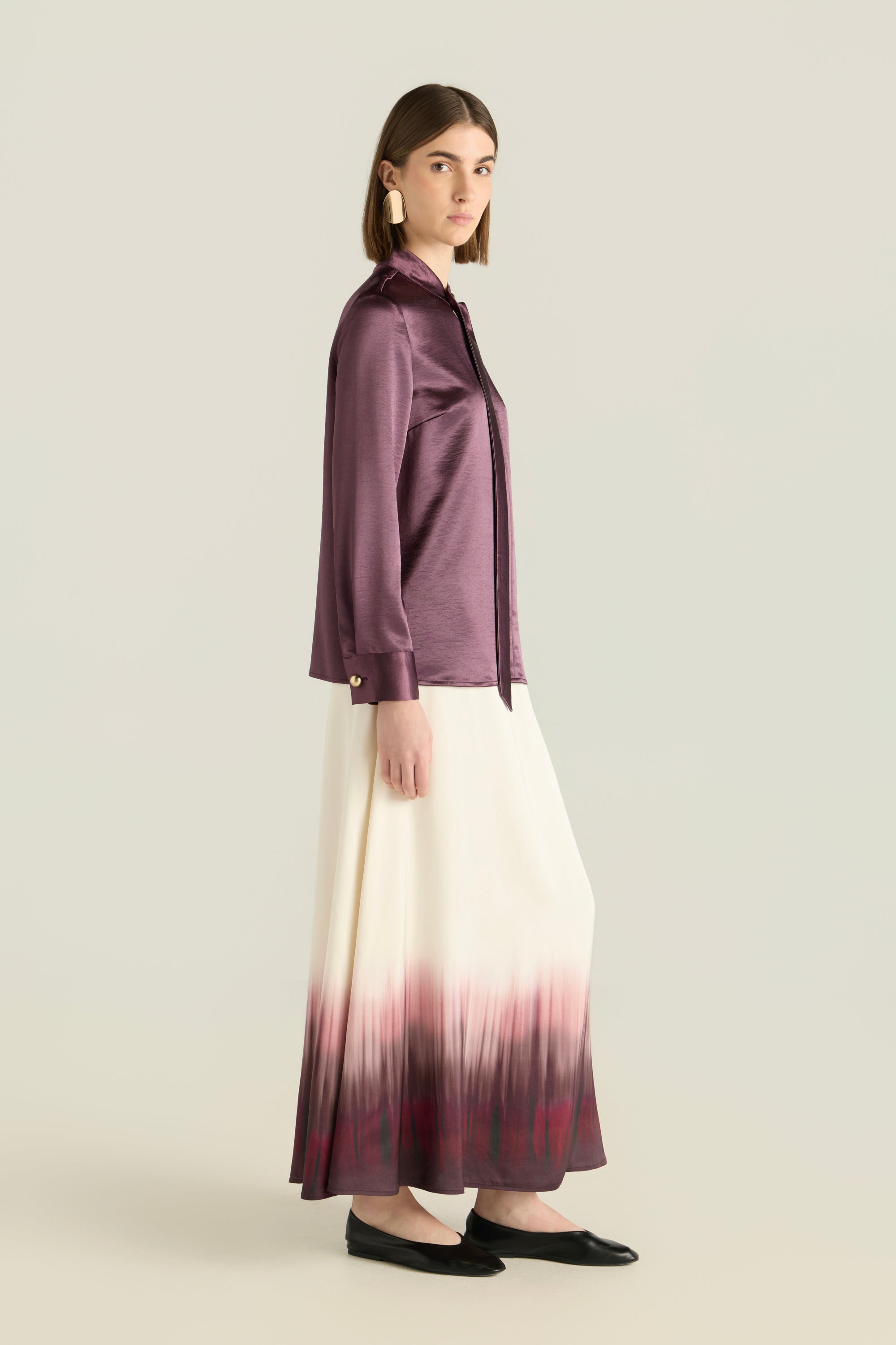 Long Sleeve Satin Blouse