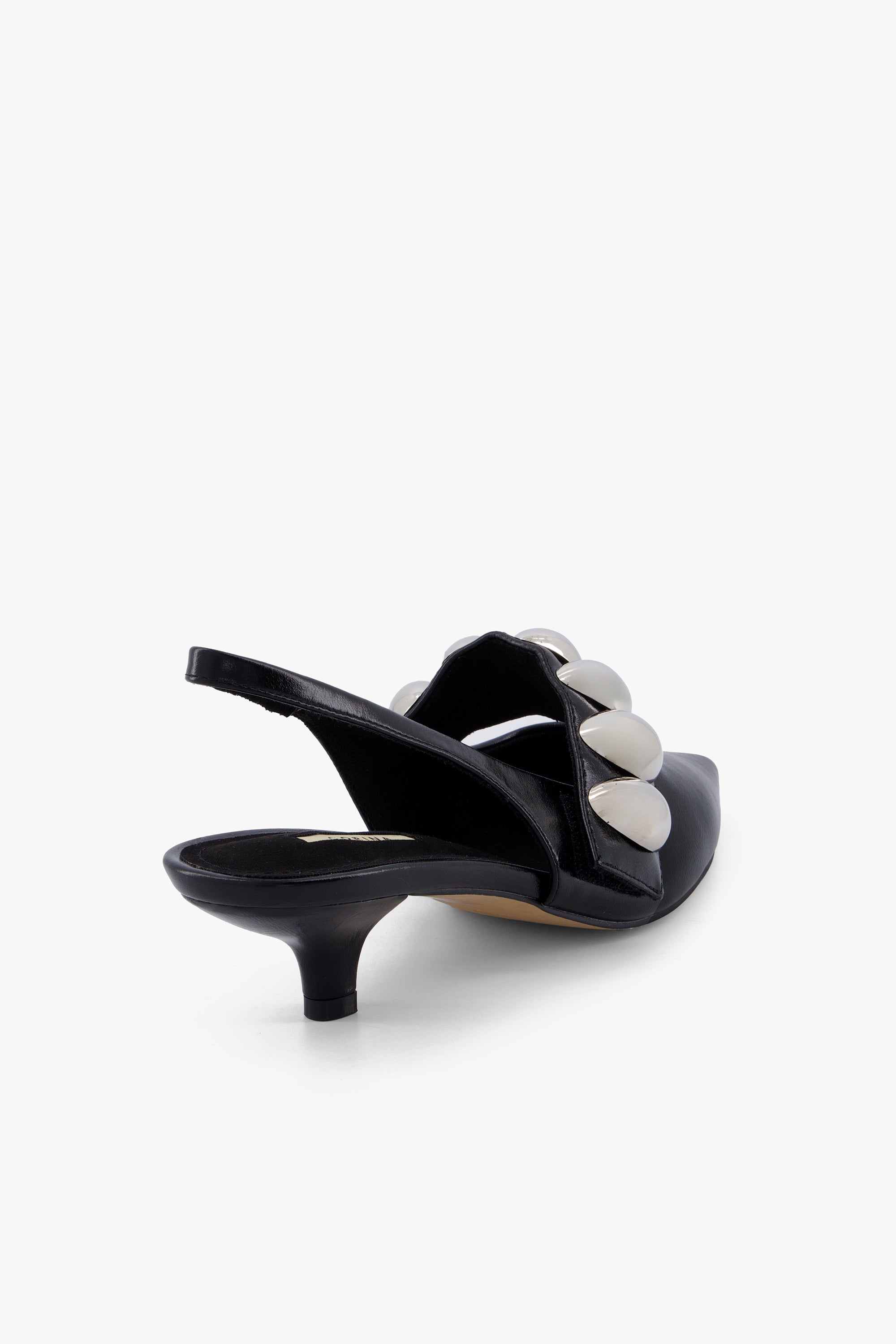 Metallic Details Slingback Heels