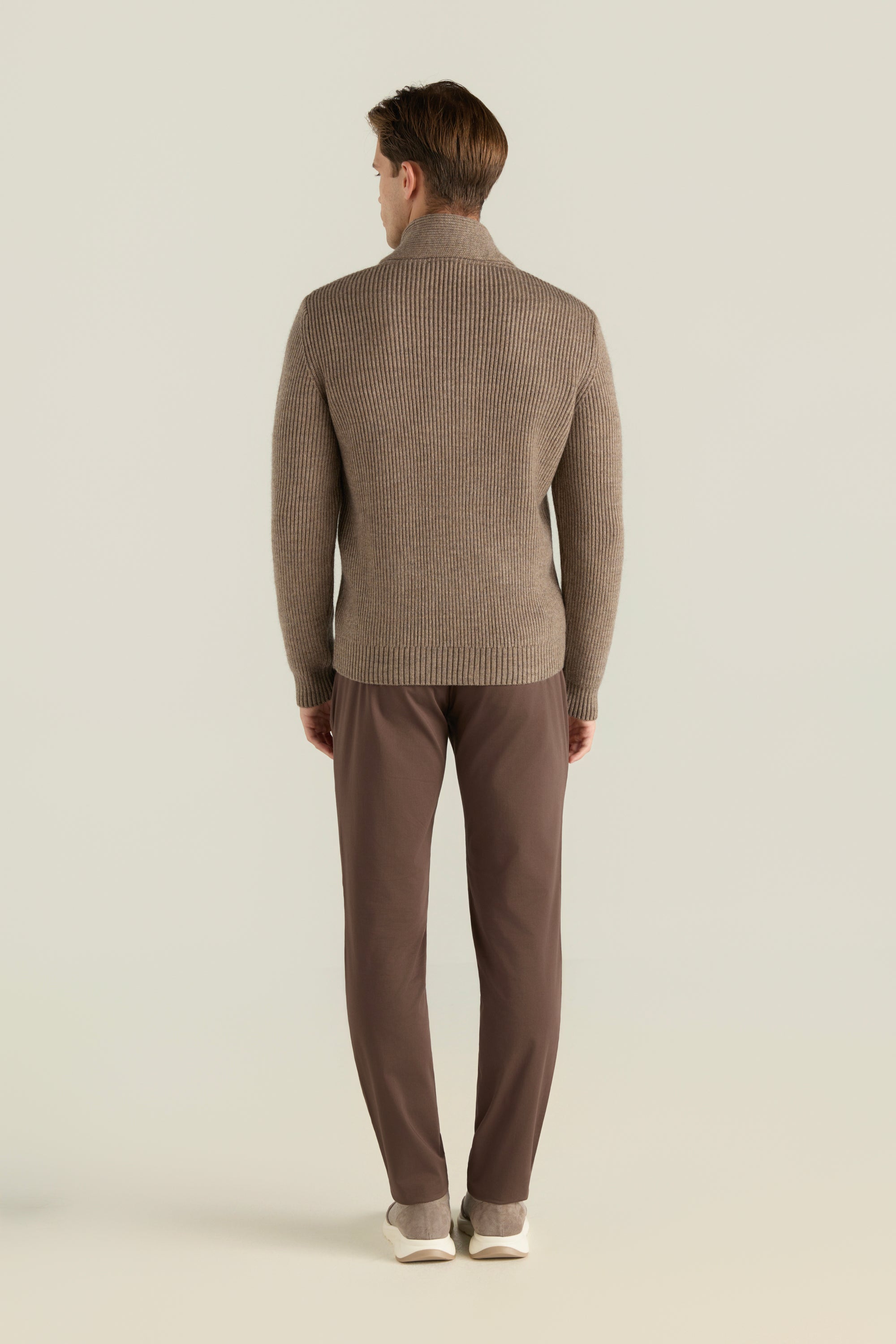 Men'S Shawl Collar Ribbed Cardigan