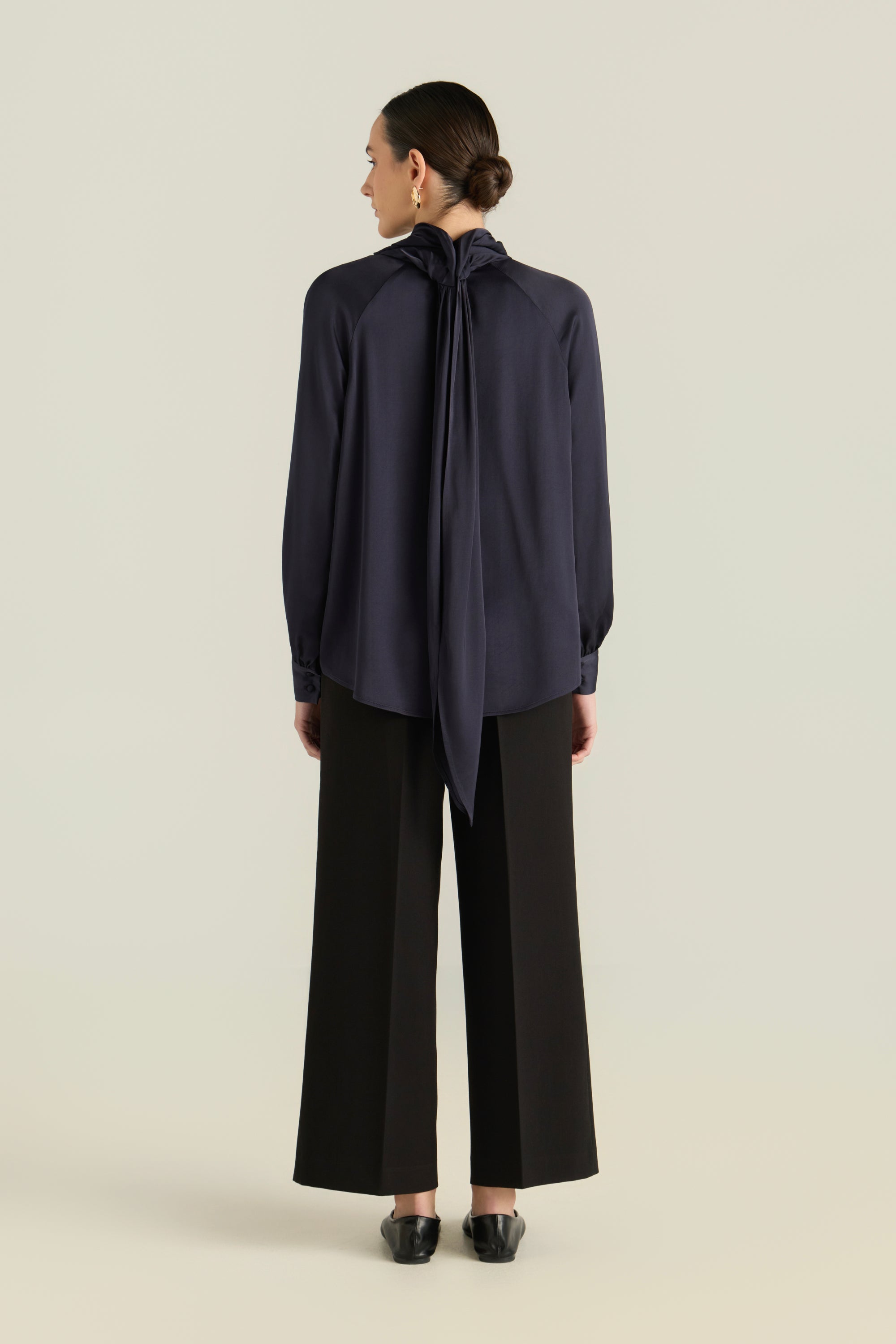 Satin Blouse With Front Tie