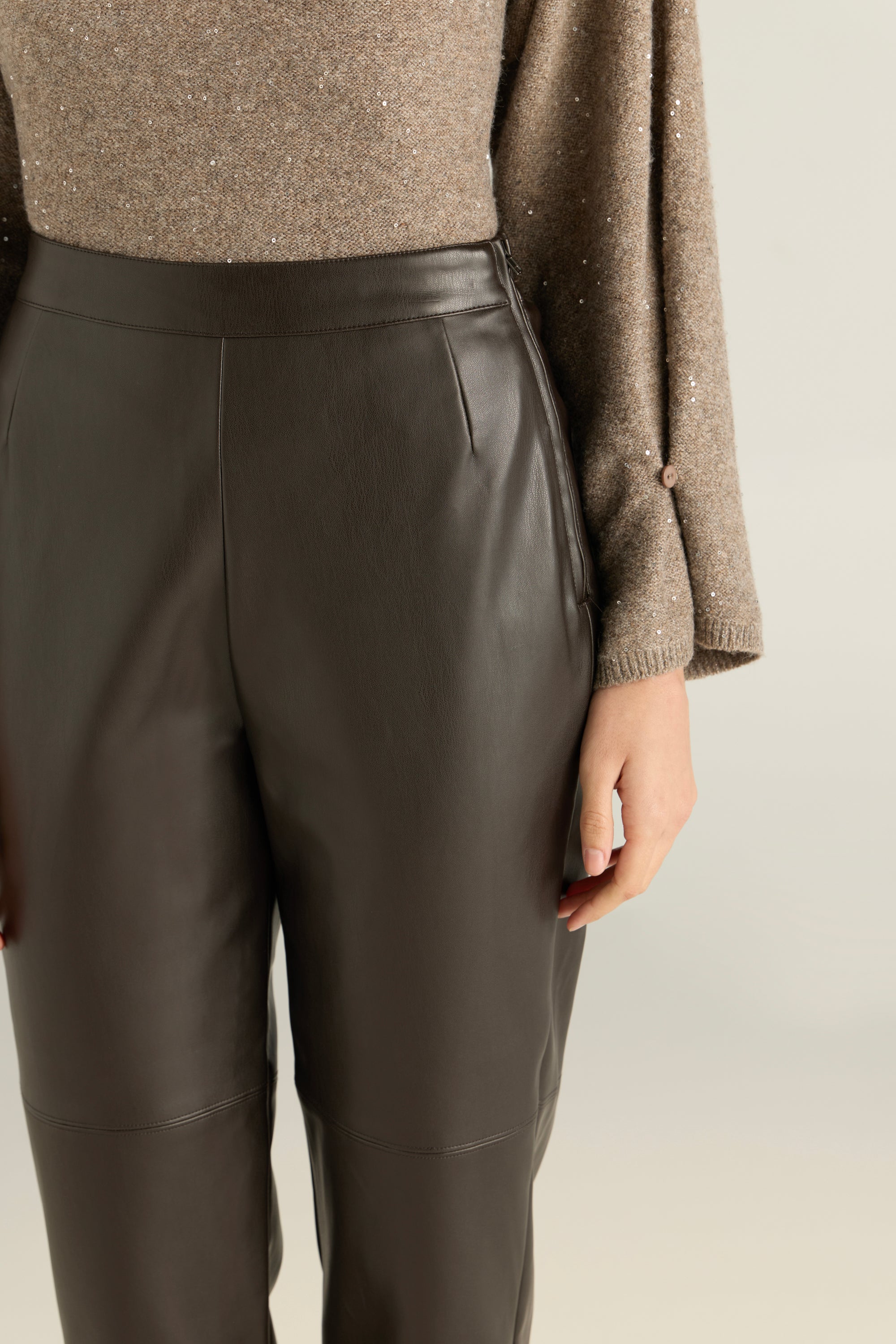 Solid Pu Leather Pants