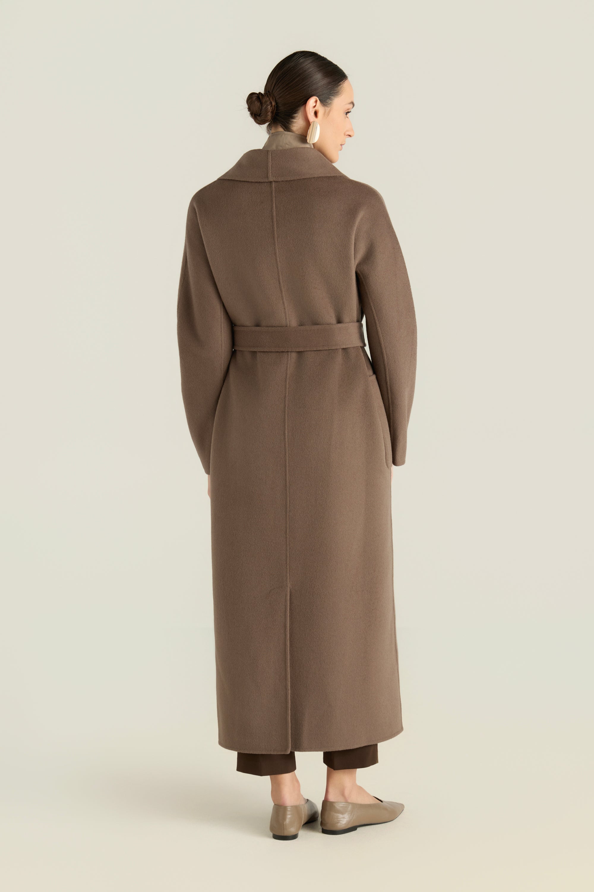 Wool Blend Tie Waist Coat