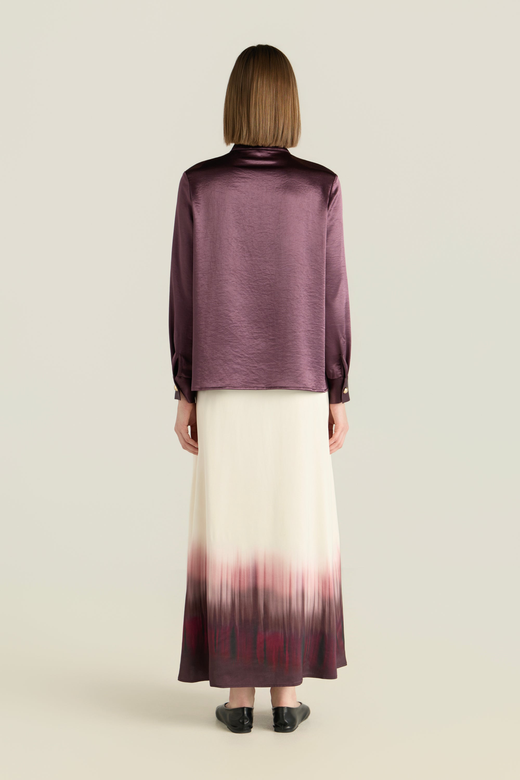 Long Sleeve Satin Blouse