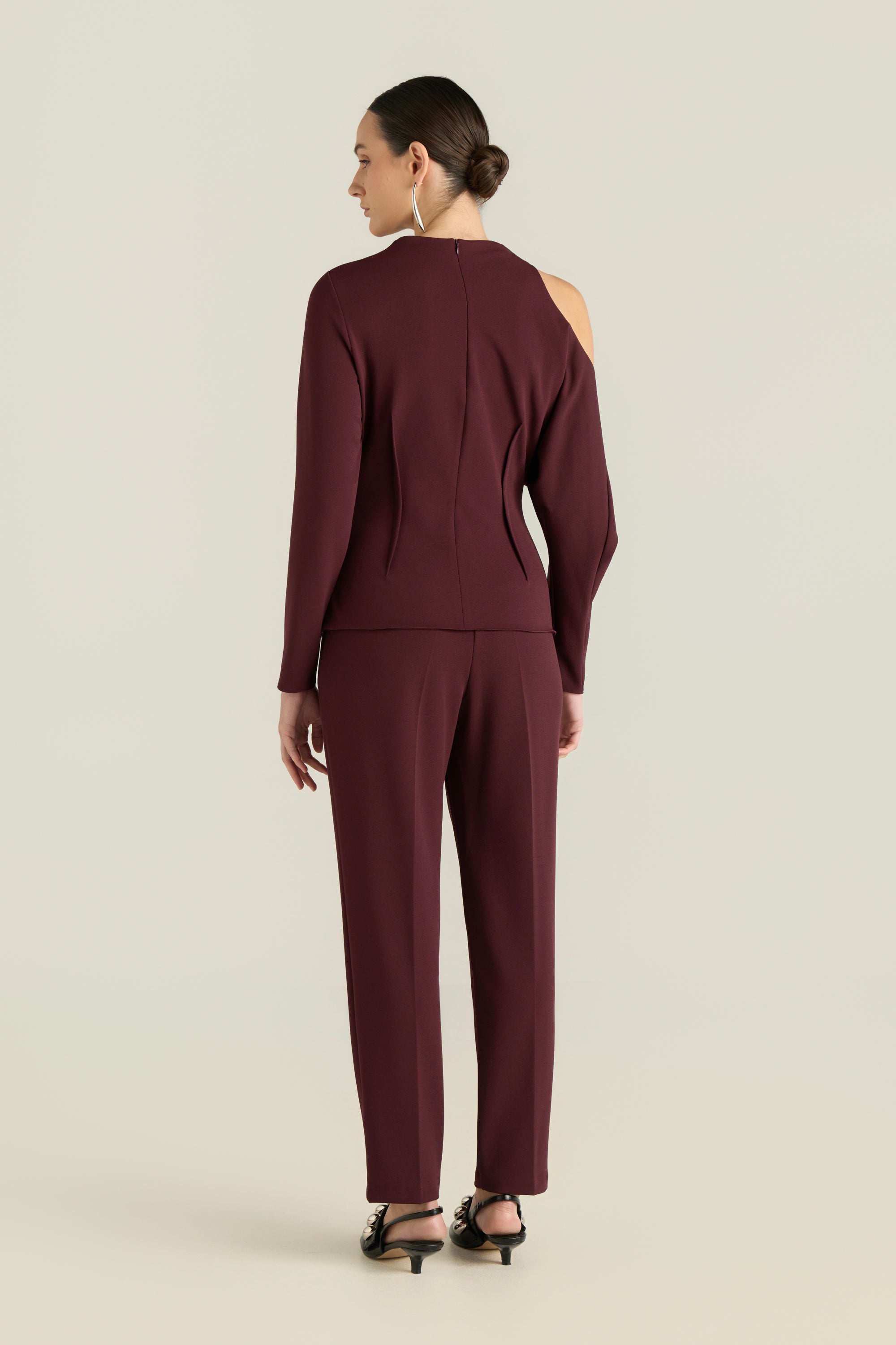 Cut-Out Shoulder Draped Blouse