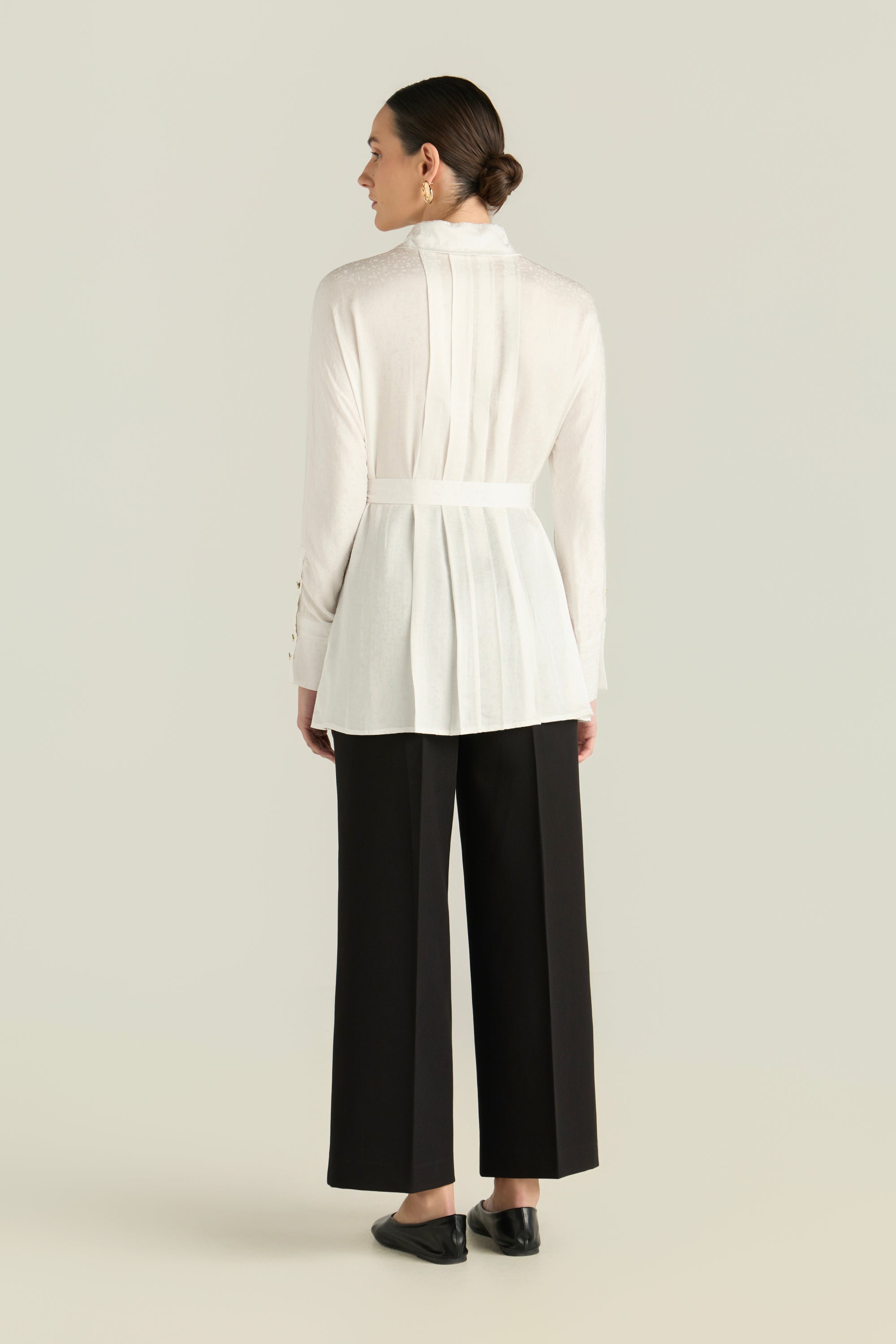 Belted Pintuck Shirt