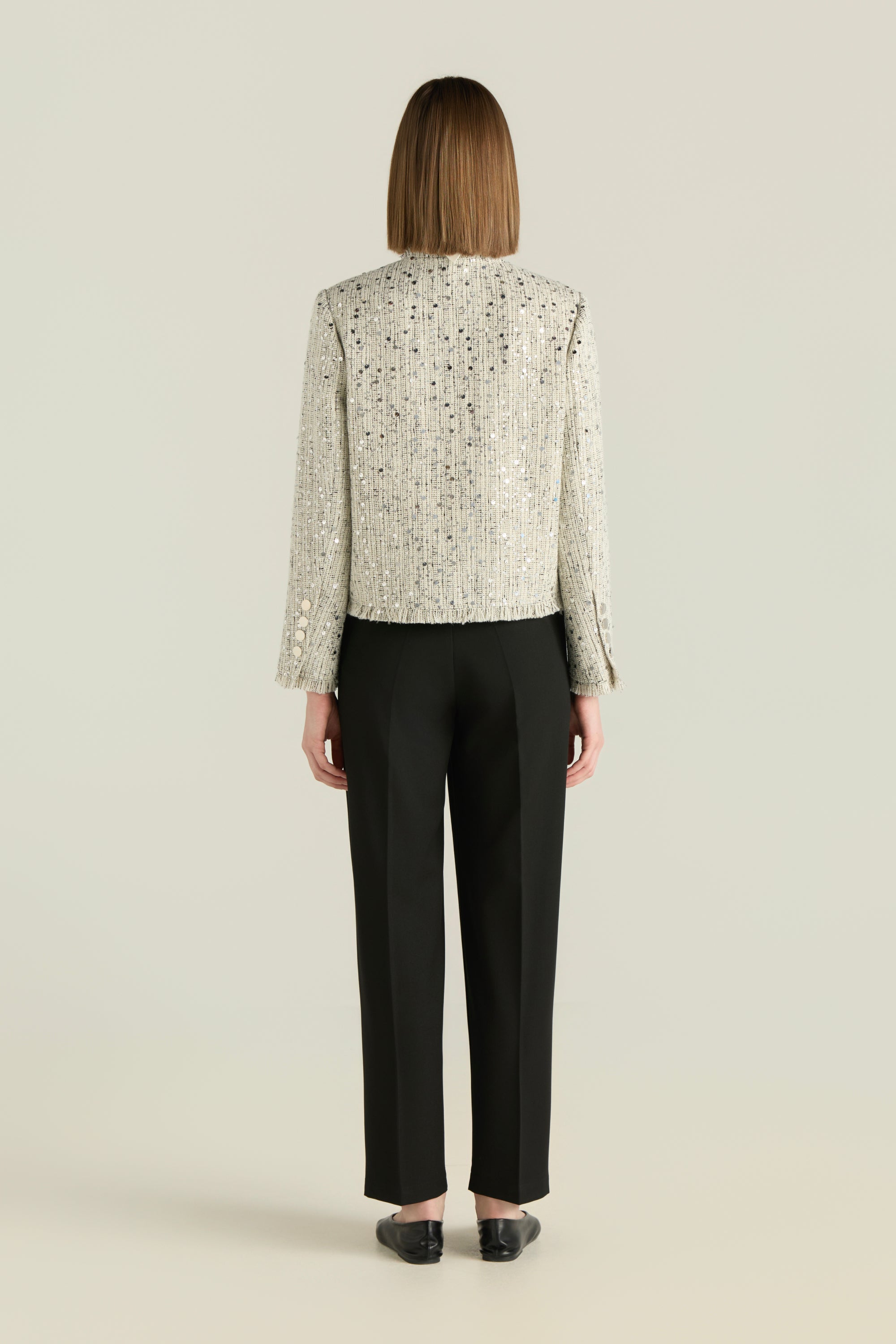 Sequin-Speckled Tweed Jacket