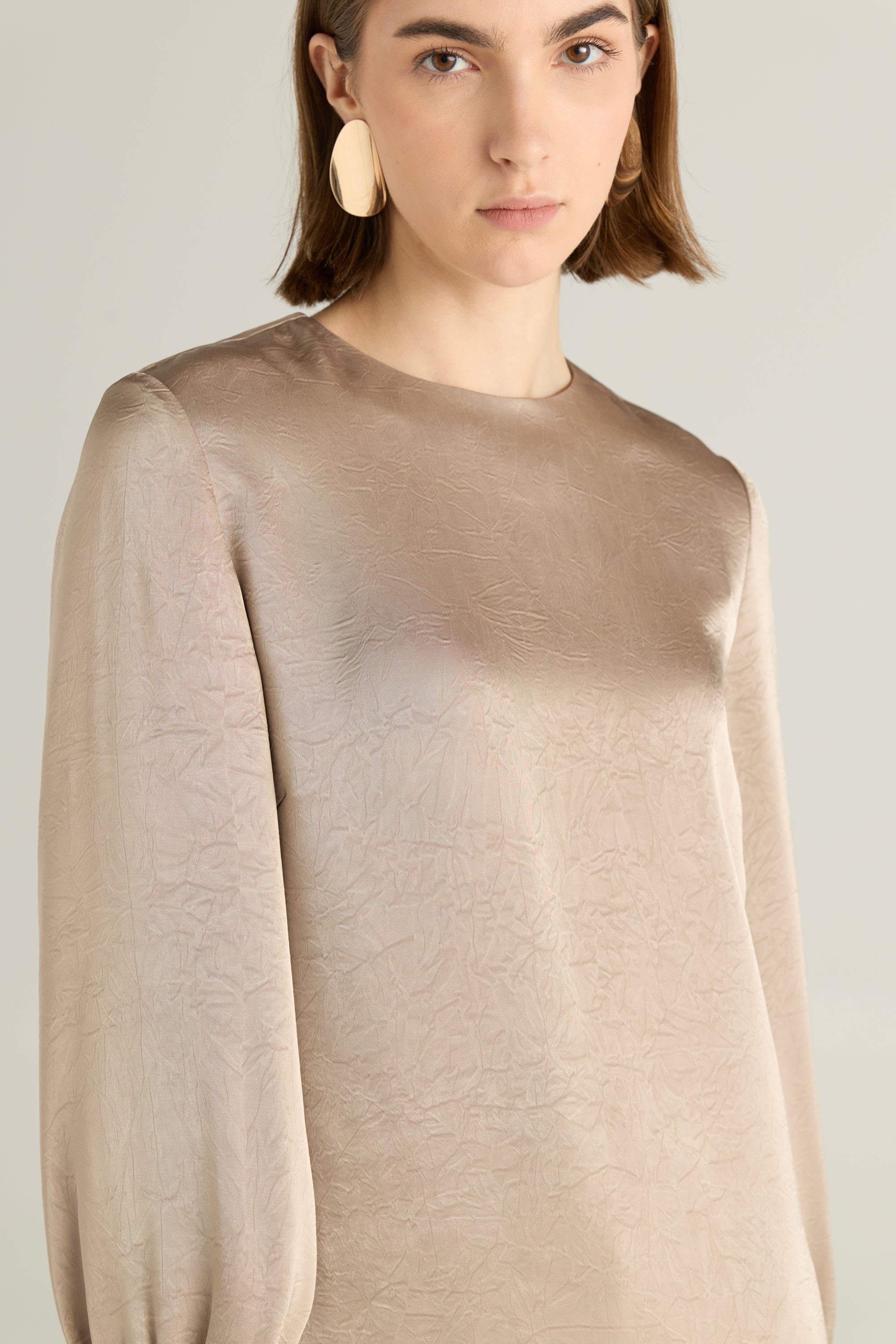 Long Sleeve Crinkled Blouse