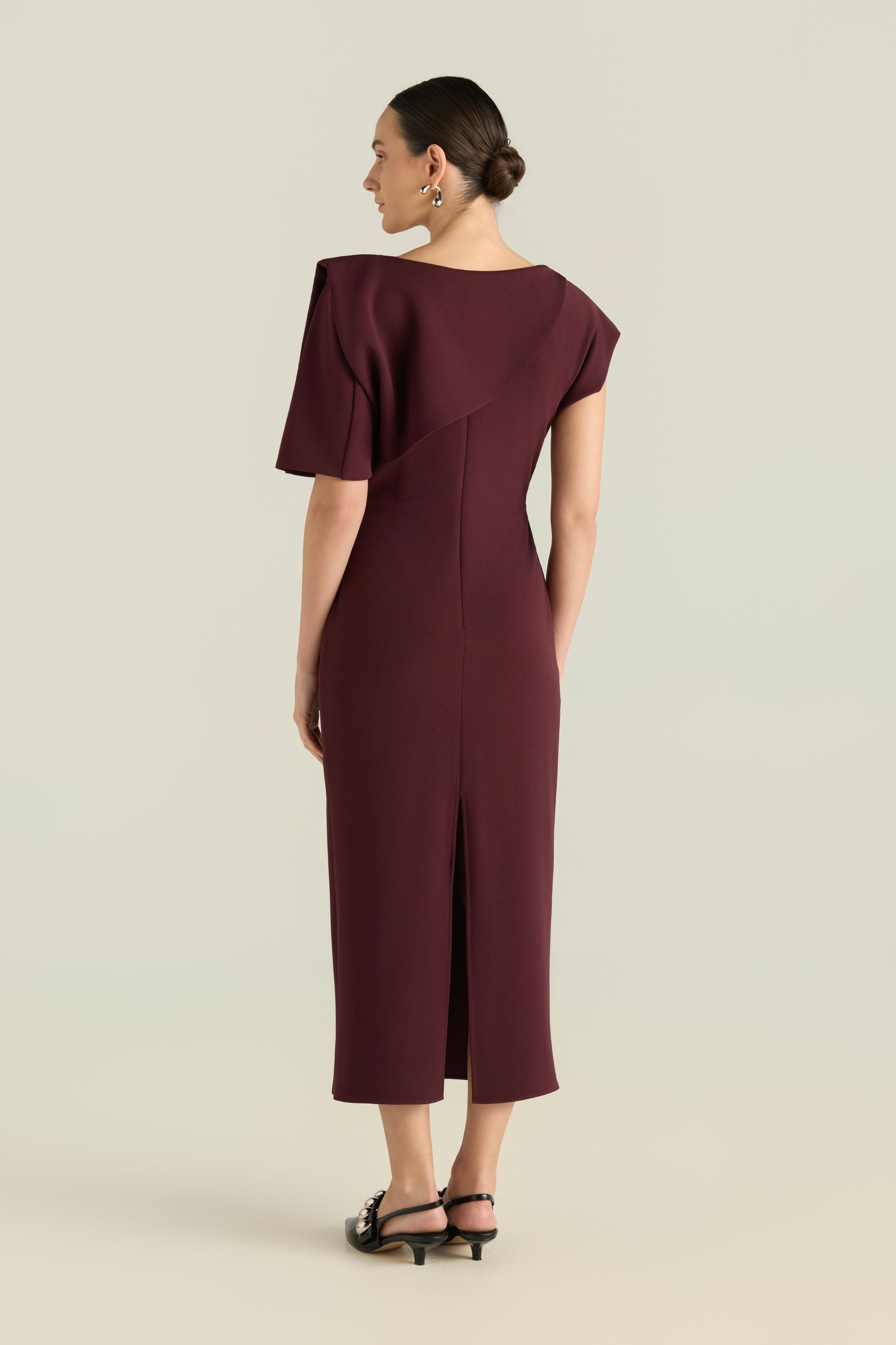 Asymmetric Draped Neck Dress