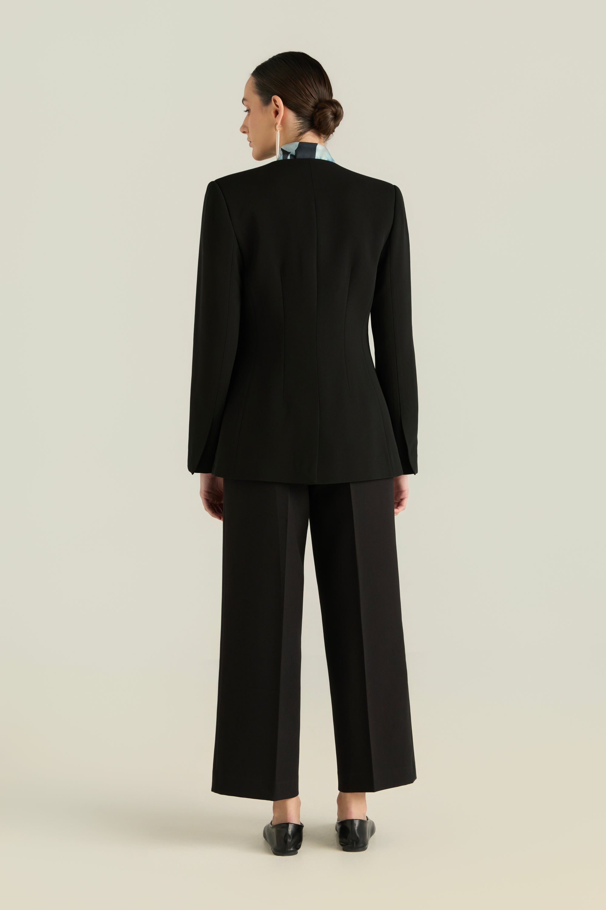 Collarless One Button Blazer