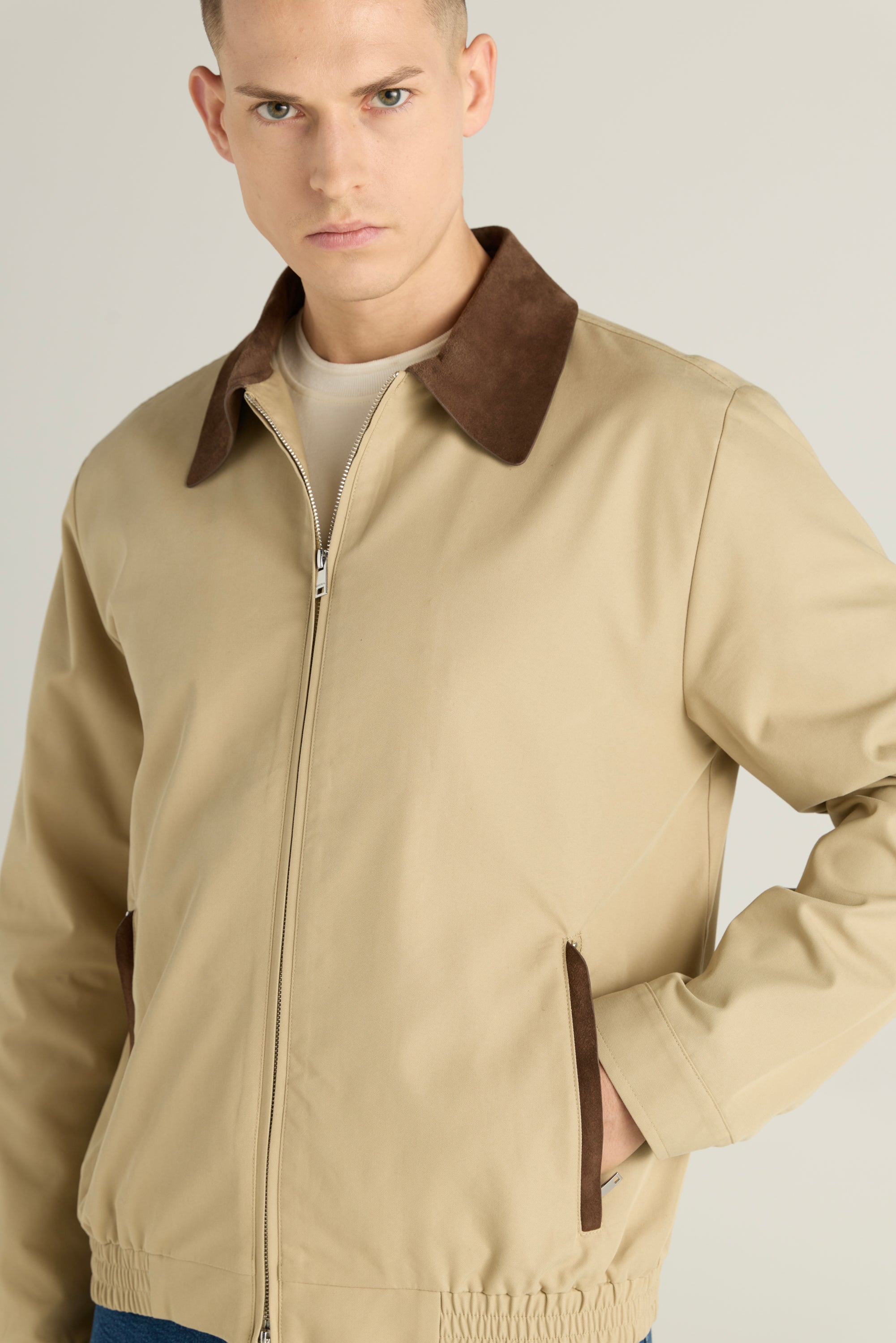 Men'S Contrast-Collar Bomber Jacket