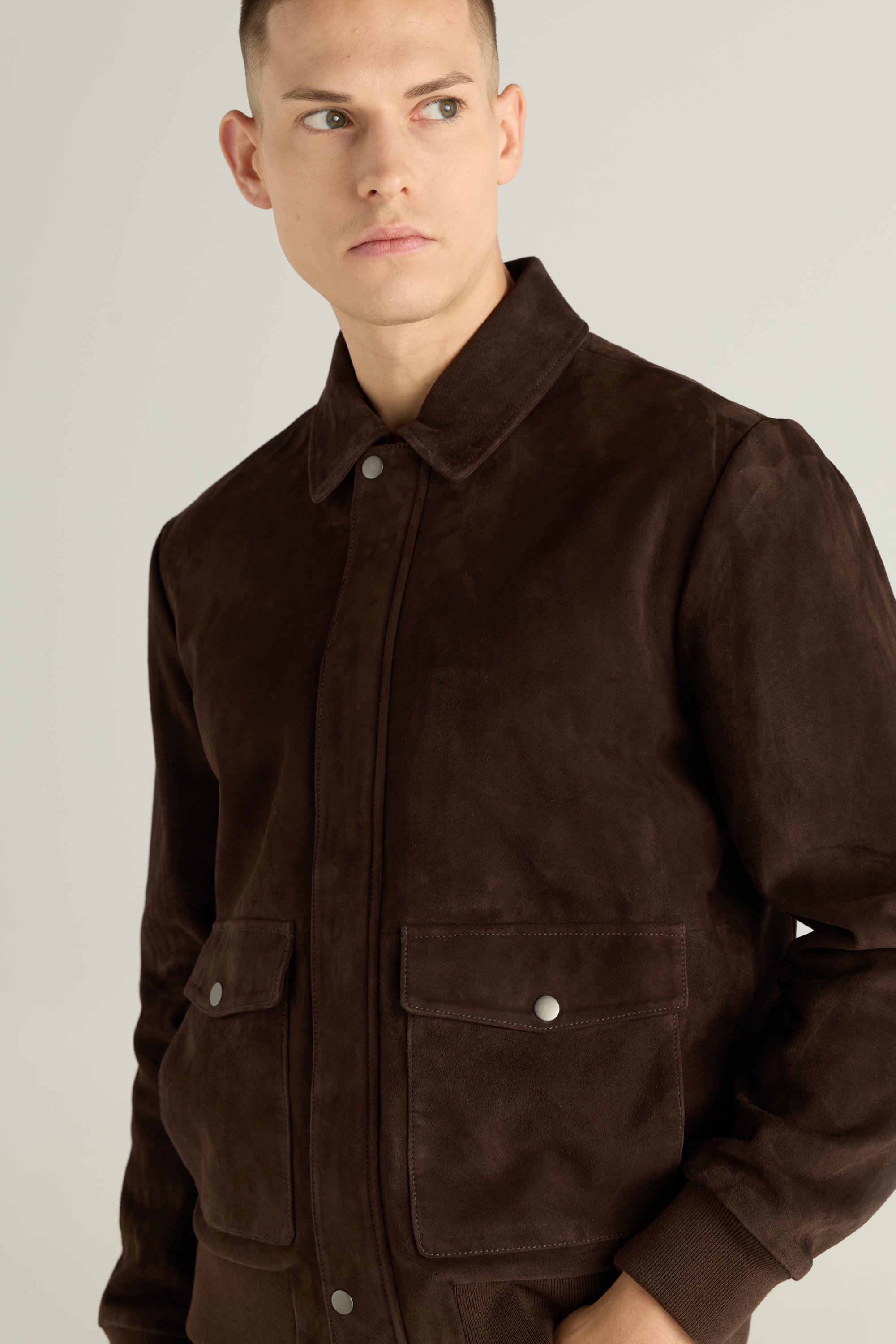 Men'S Suede Bomber Jacket