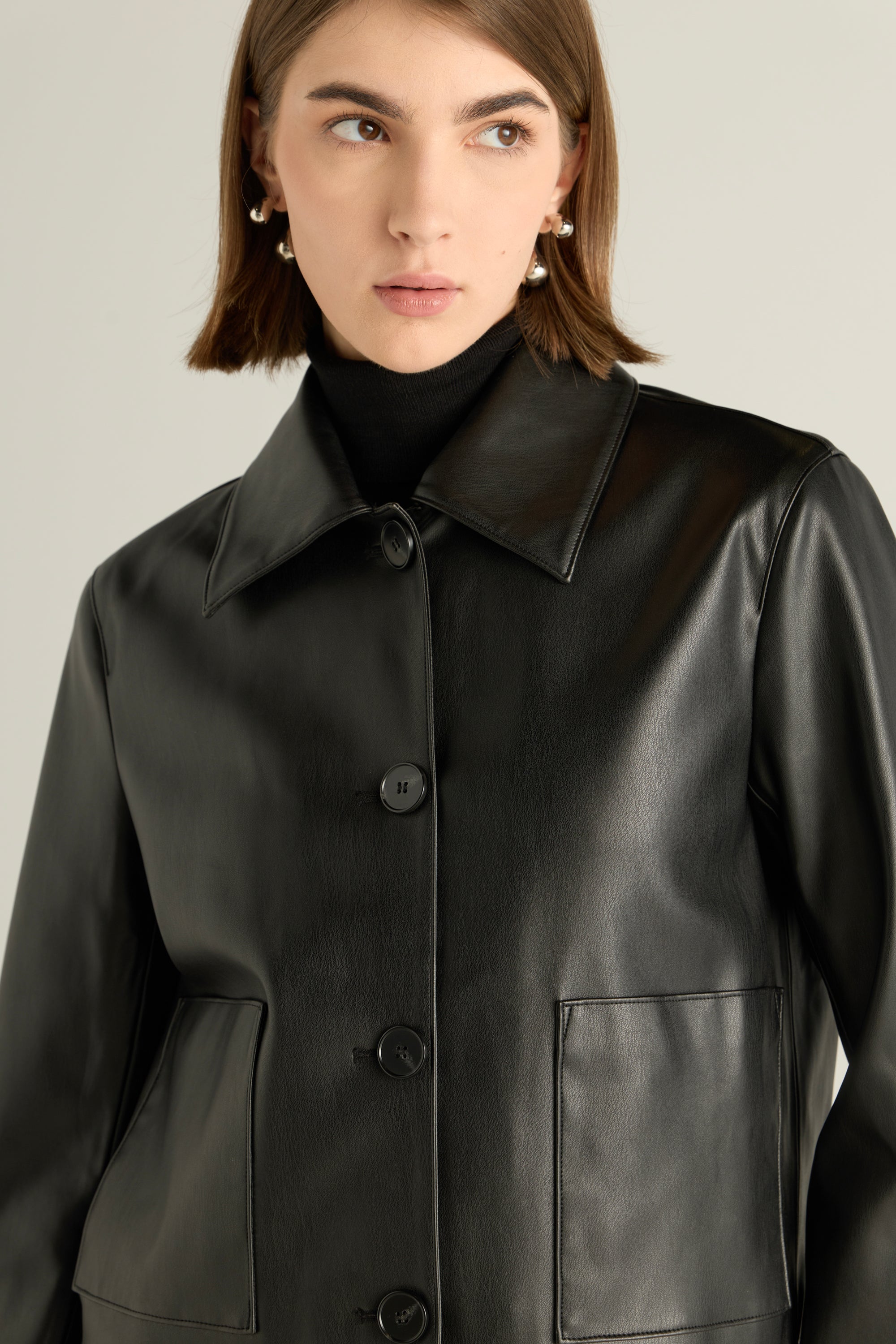 Cropped Button-Front Jacket