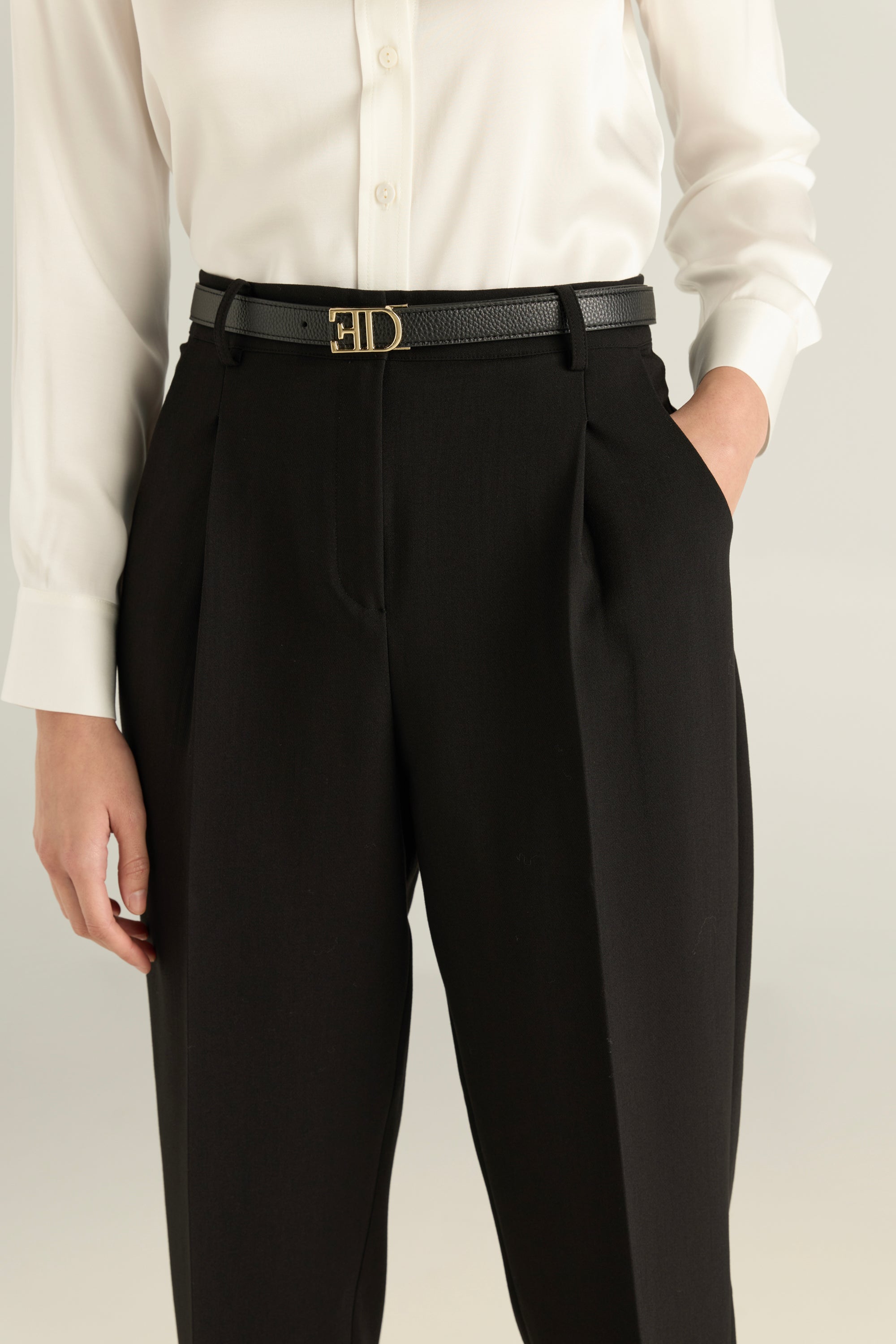 Belted High -Waist Trousers