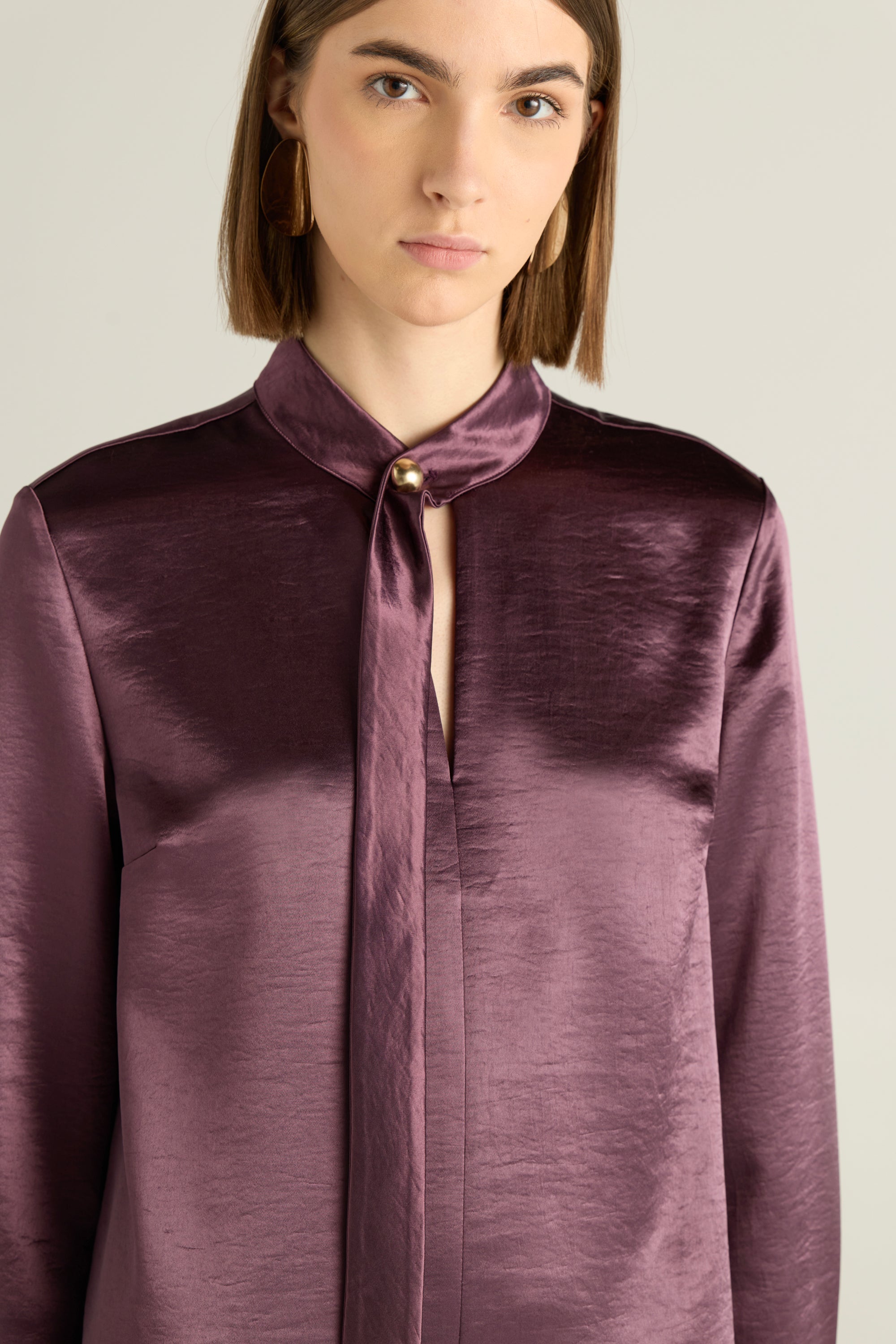 Long Sleeve Satin Blouse