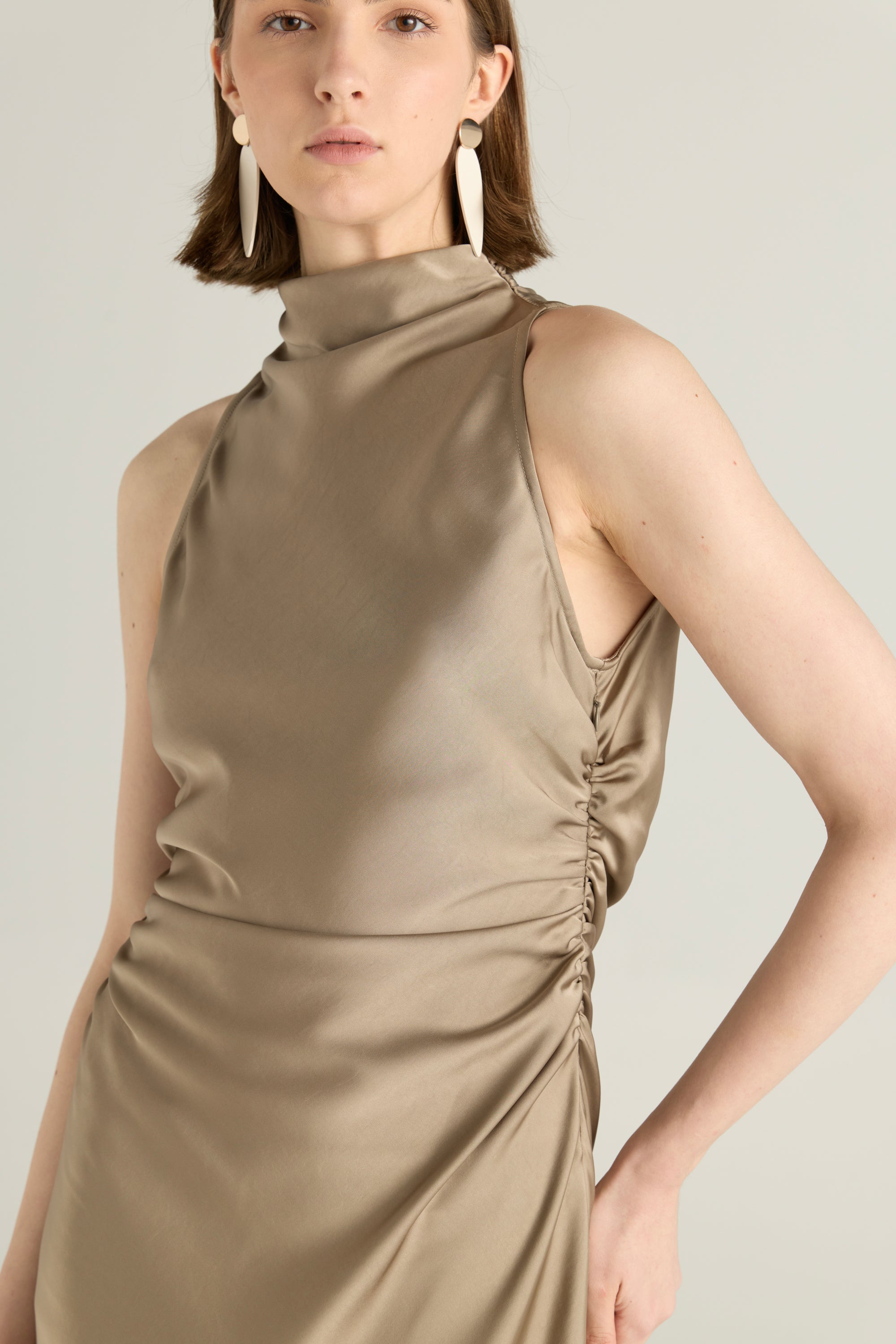 Sleeveless Satin Dress