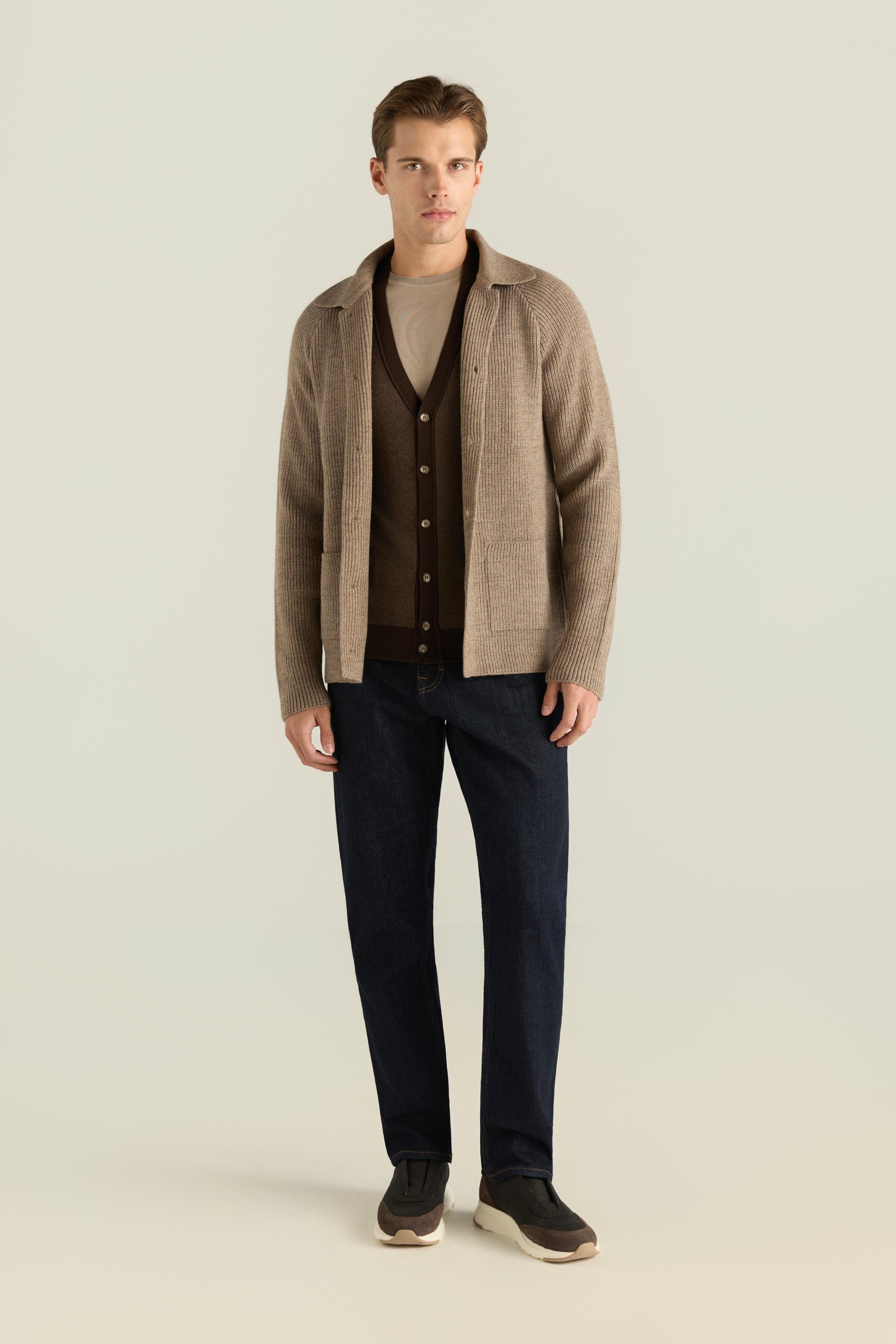 Men'S Rib-Detail Knit Cardigan