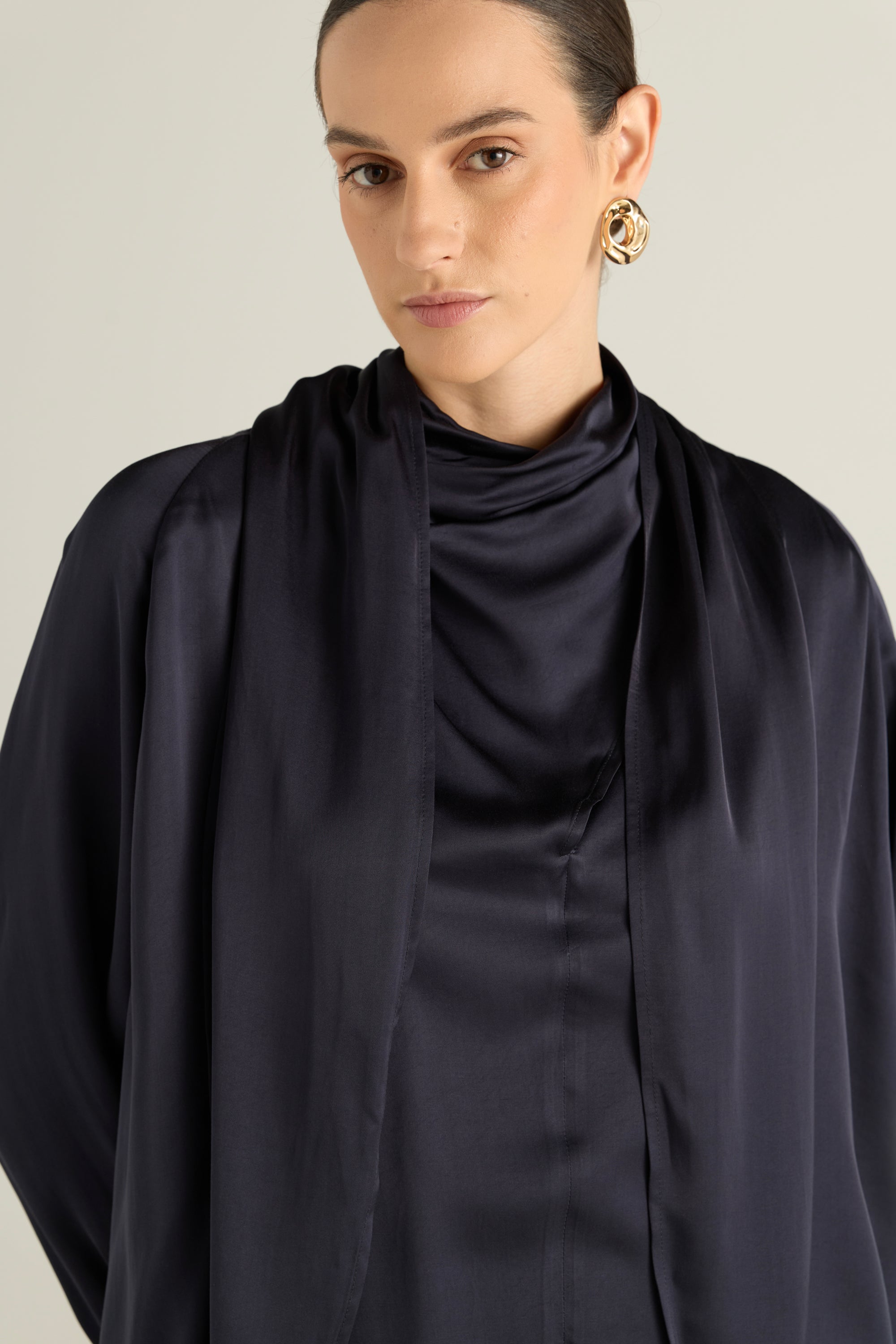 Satin Blouse With Front Tie