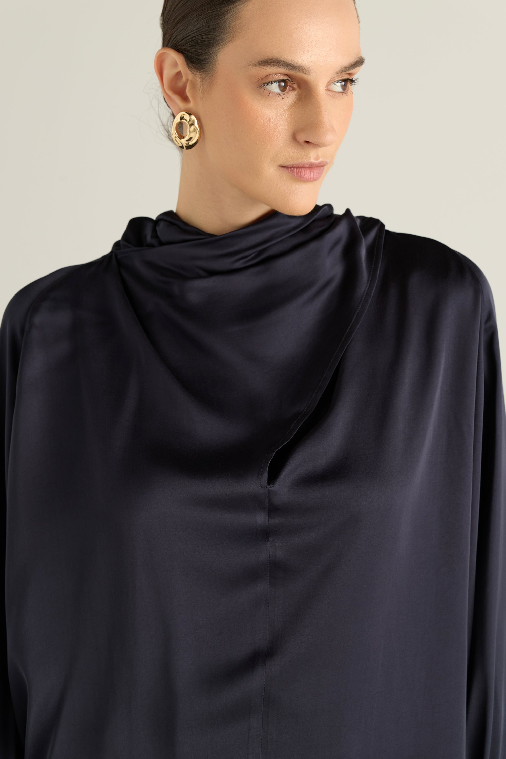 Satin Blouse With Front Tie