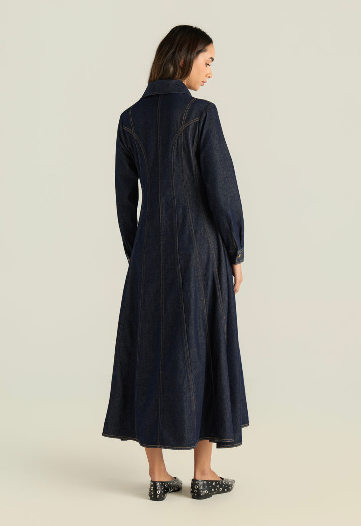 Gathered Waist Denim Dress