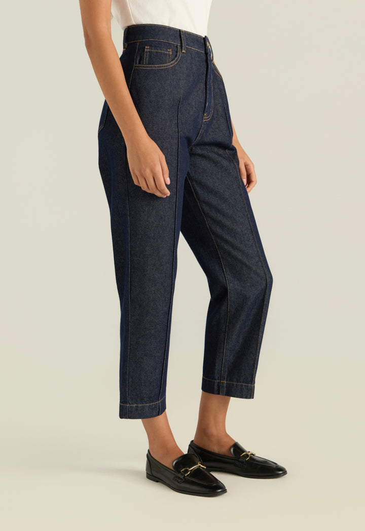 Piping Detail Mom Fit Jeans