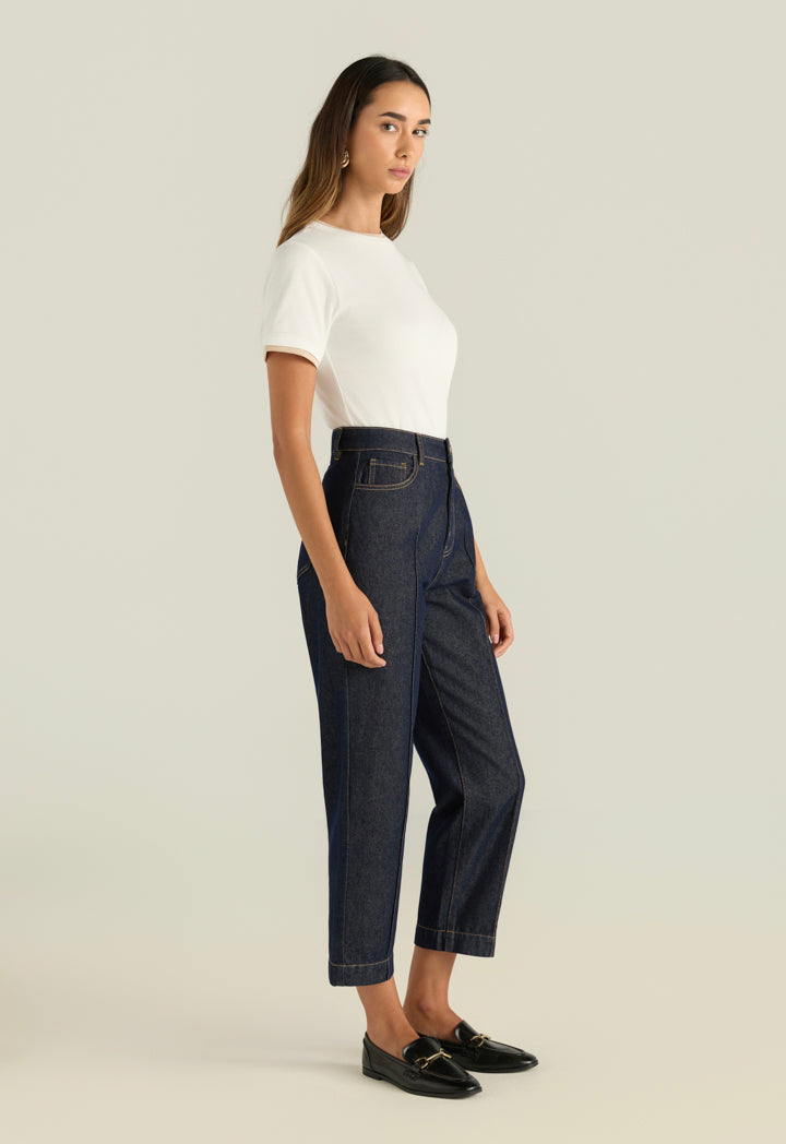 Piping Detail Mom Fit Jeans