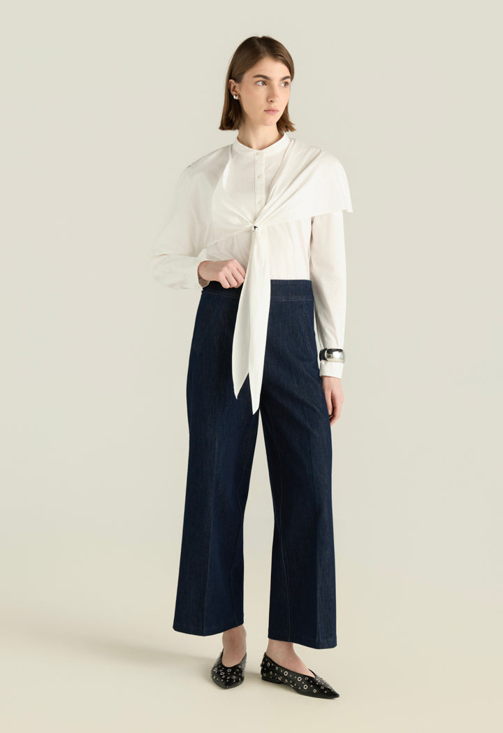 Wide Leg Denim Trousers