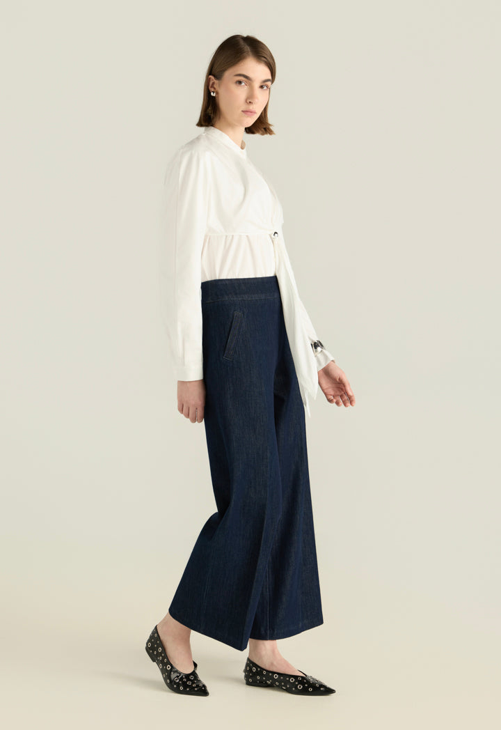 Wide Leg Denim Trousers