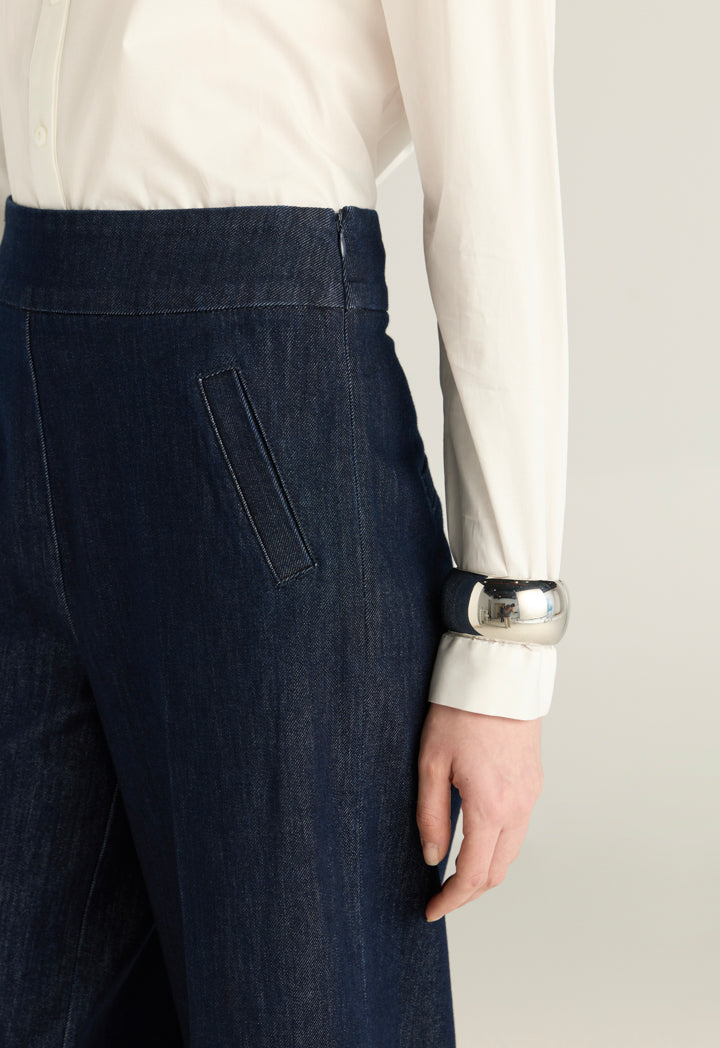 Wide Leg Denim Trousers