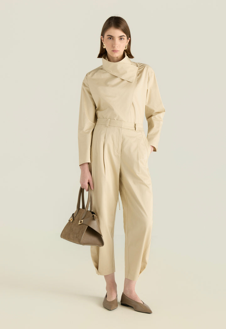 Buttoned-Hem High Waist Trouser