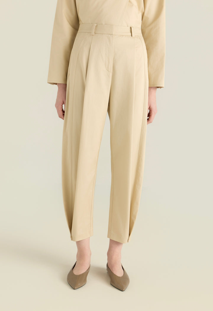 Buttoned-Hem High Waist Trouser