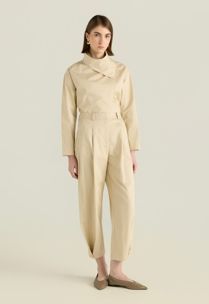 Buttoned-Hem High Waist Trouser