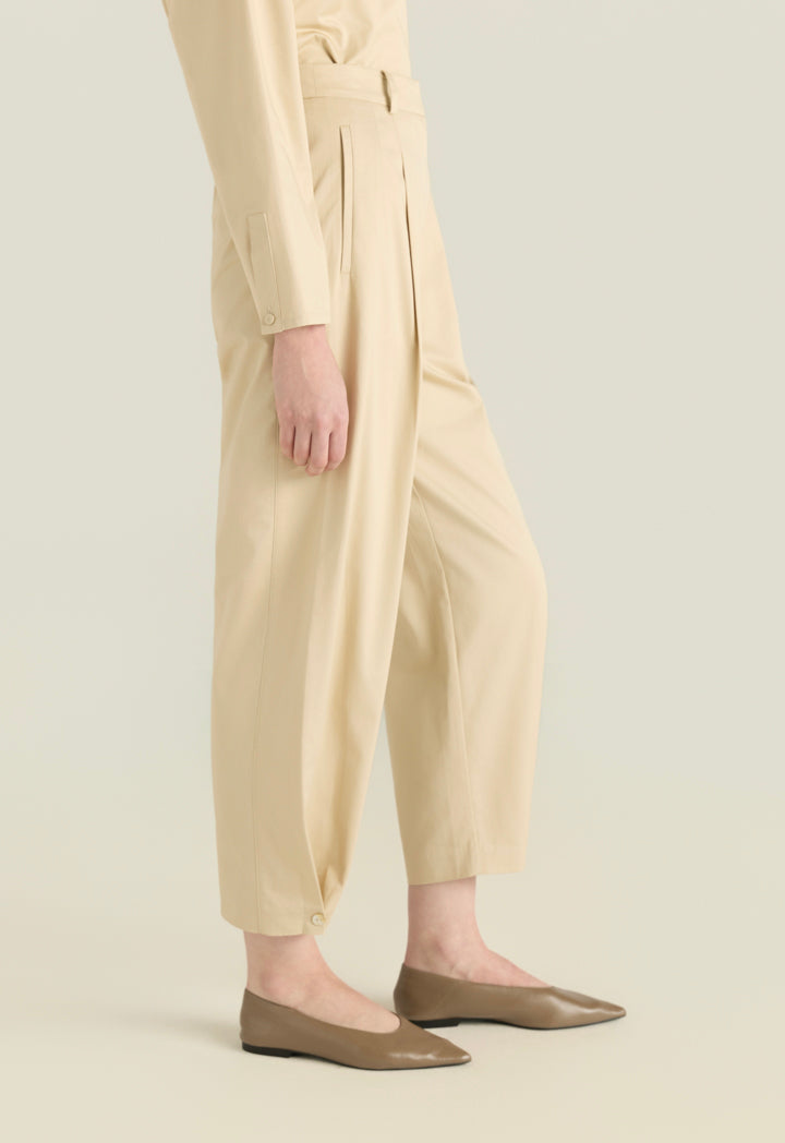 Buttoned-Hem High Waist Trouser